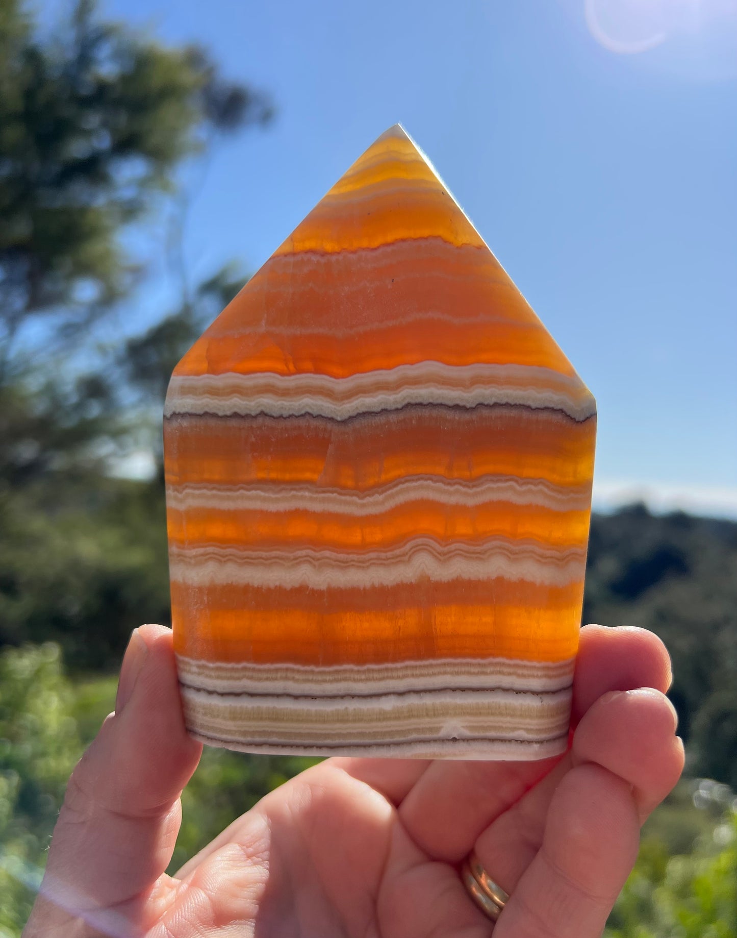 Banded Orange Calcite Flame