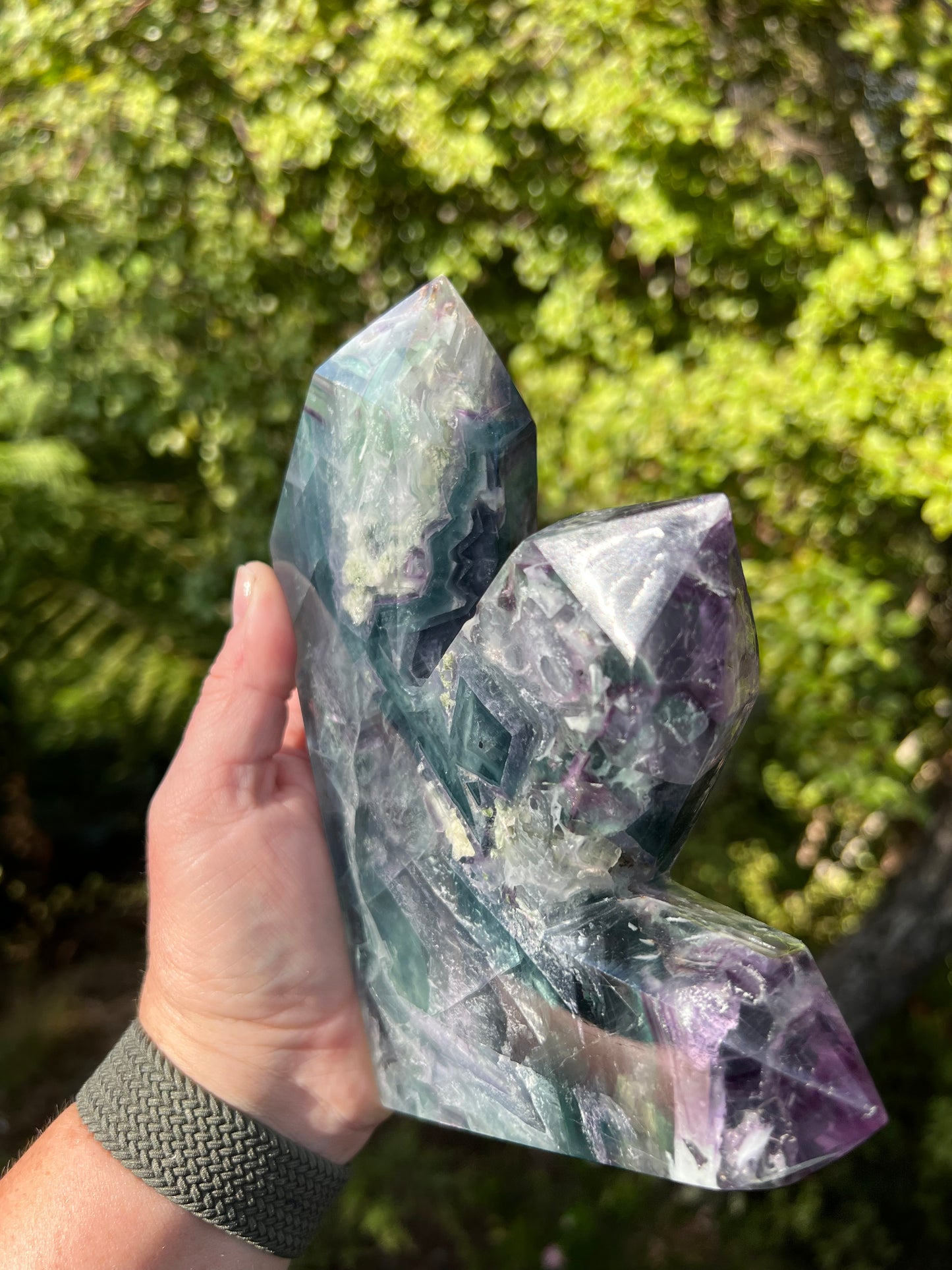 Rainbow Fluorite Triple Tower