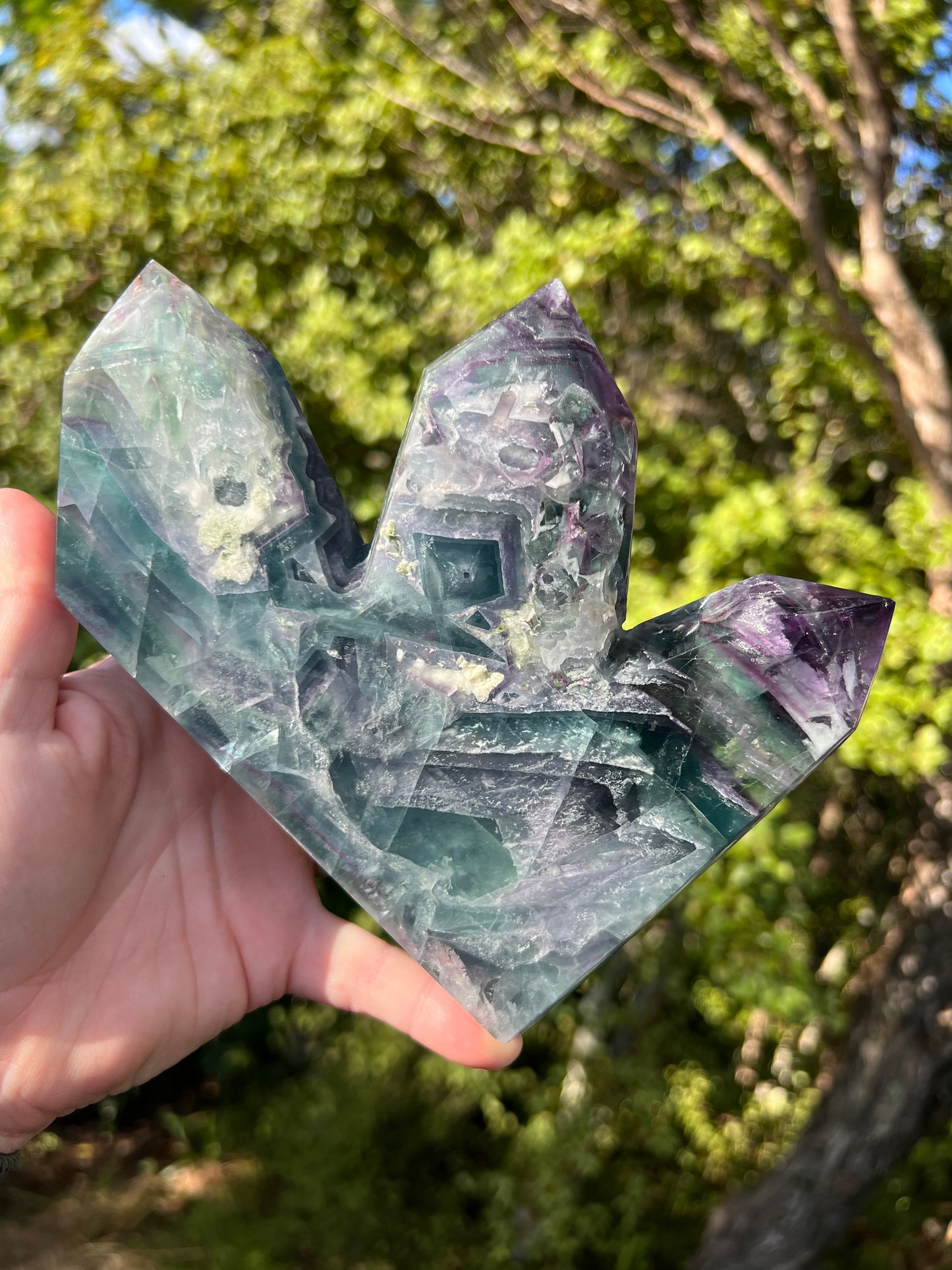 Rainbow Fluorite Triple Tower