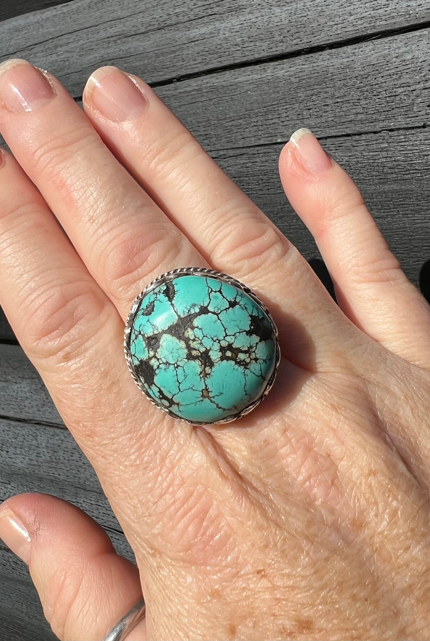 Turquoise Nugget and Sterling Silver Ring
