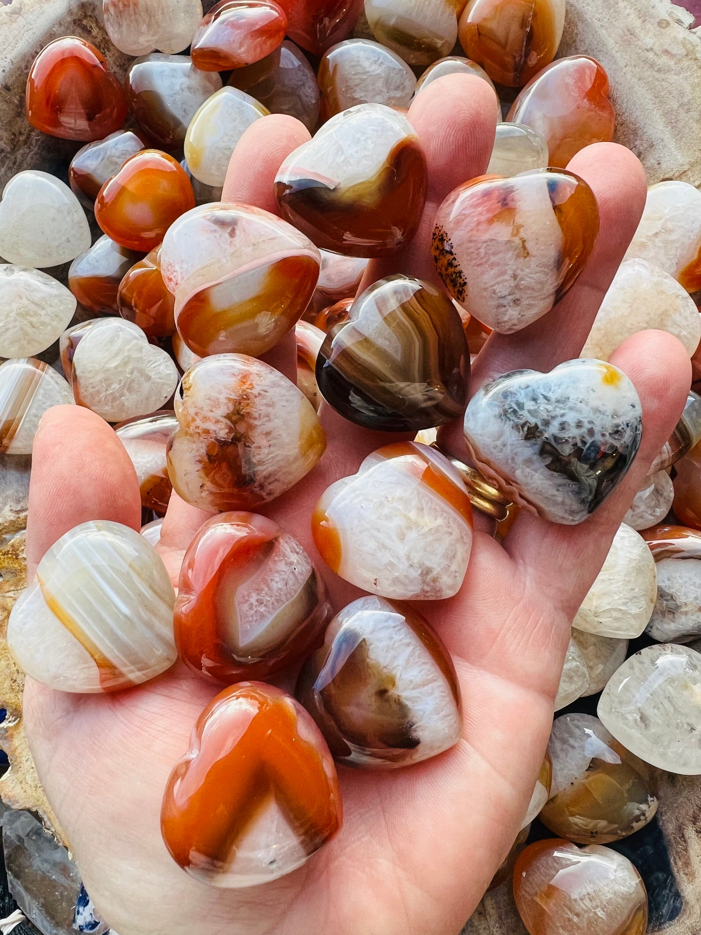 Carnelian Agate Heart, Small Puffy