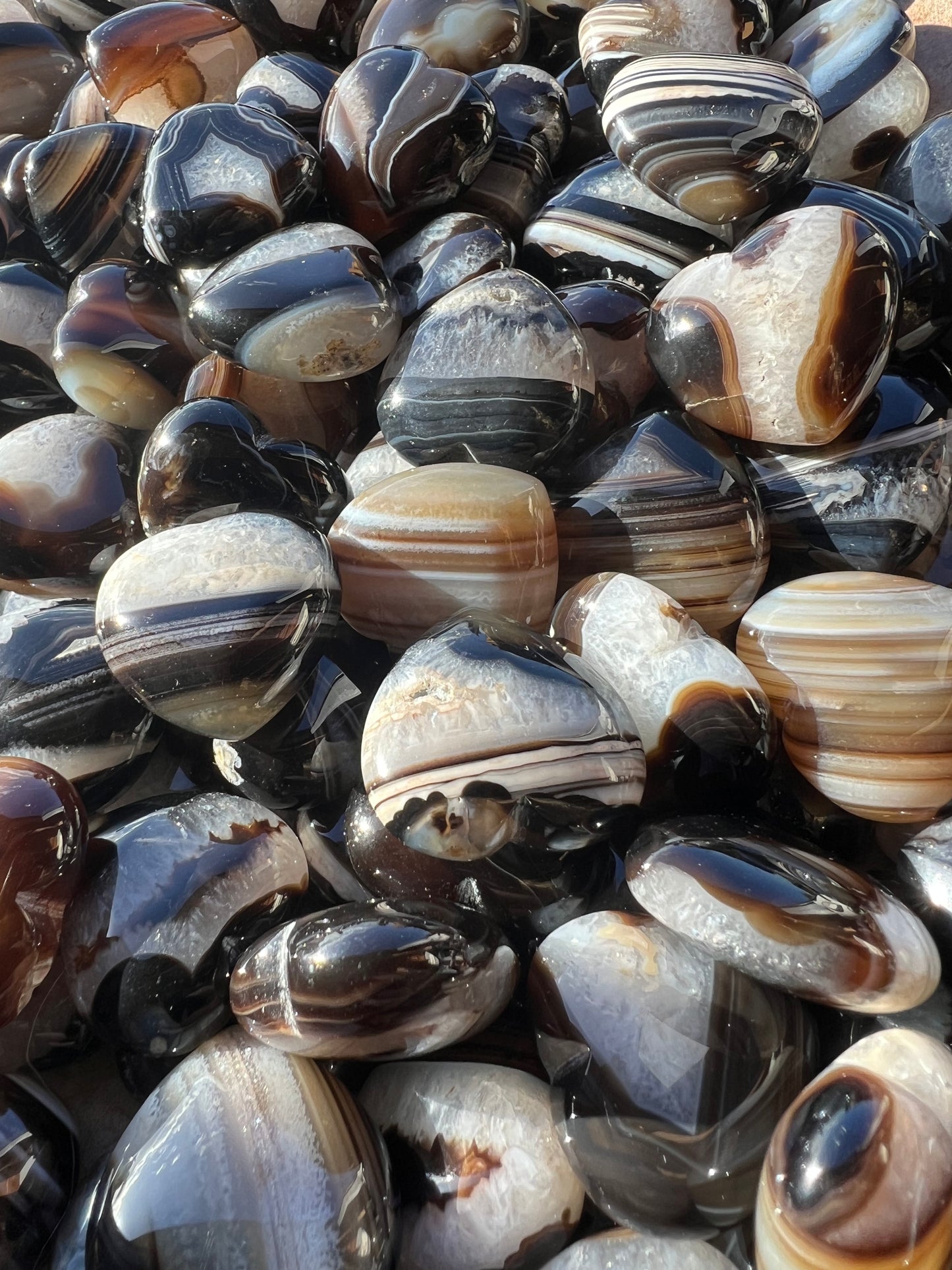 Black and Brown Banded Agate Heart