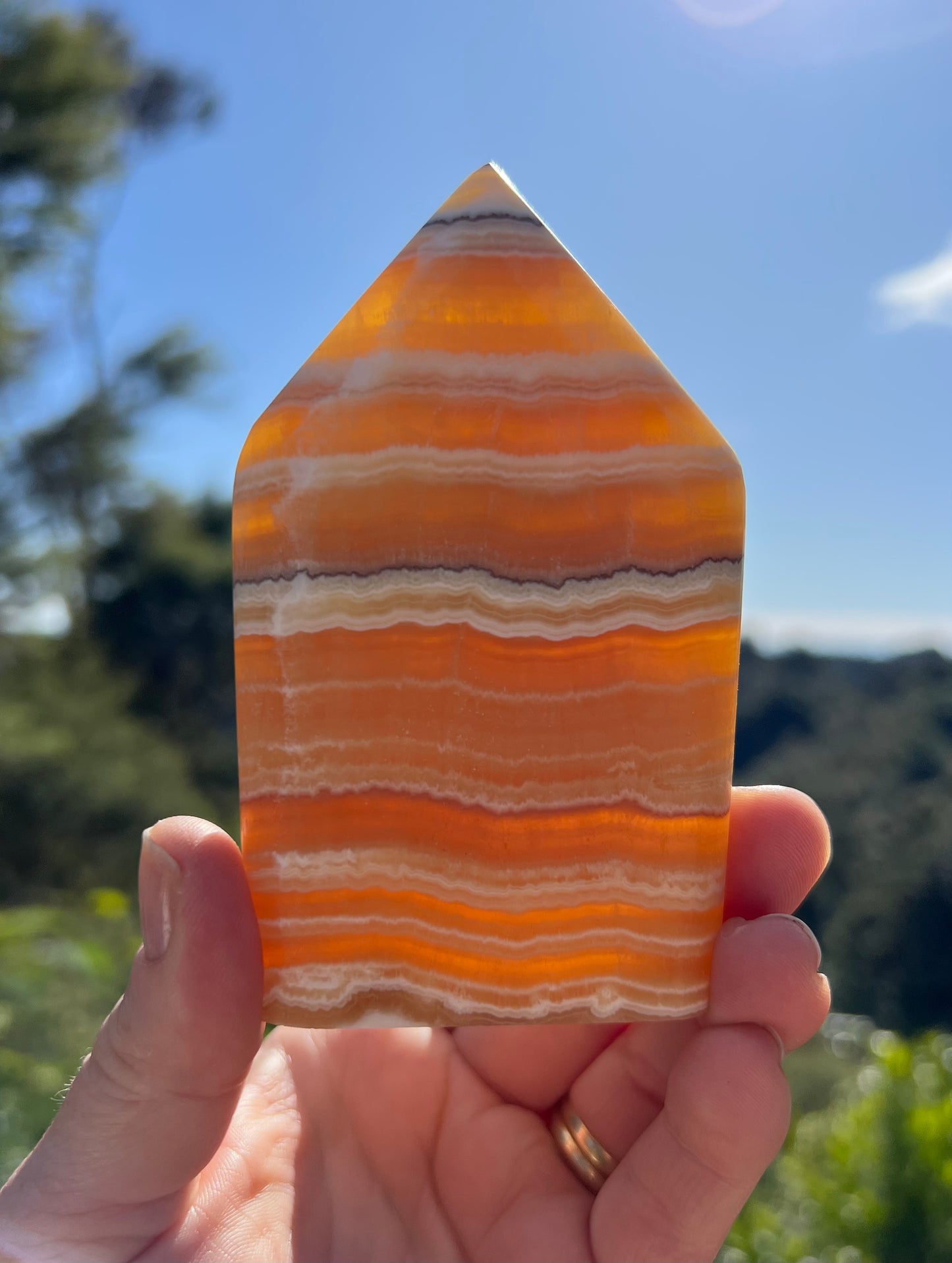 Banded Orange Calcite Flame