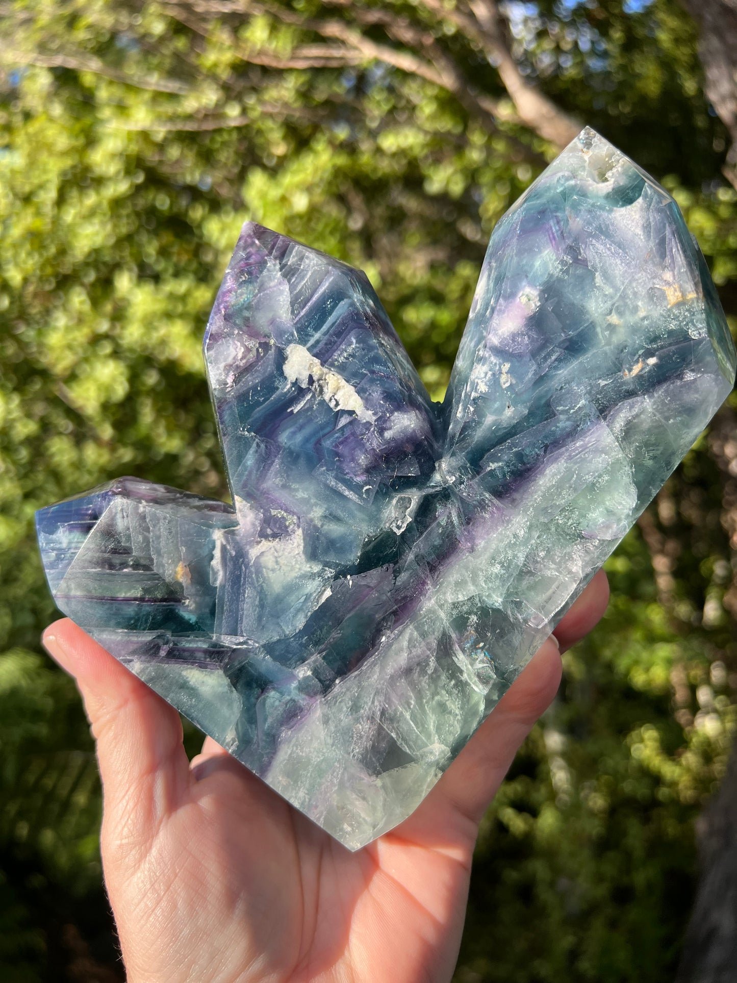 Rainbow Fluorite Triple Tower