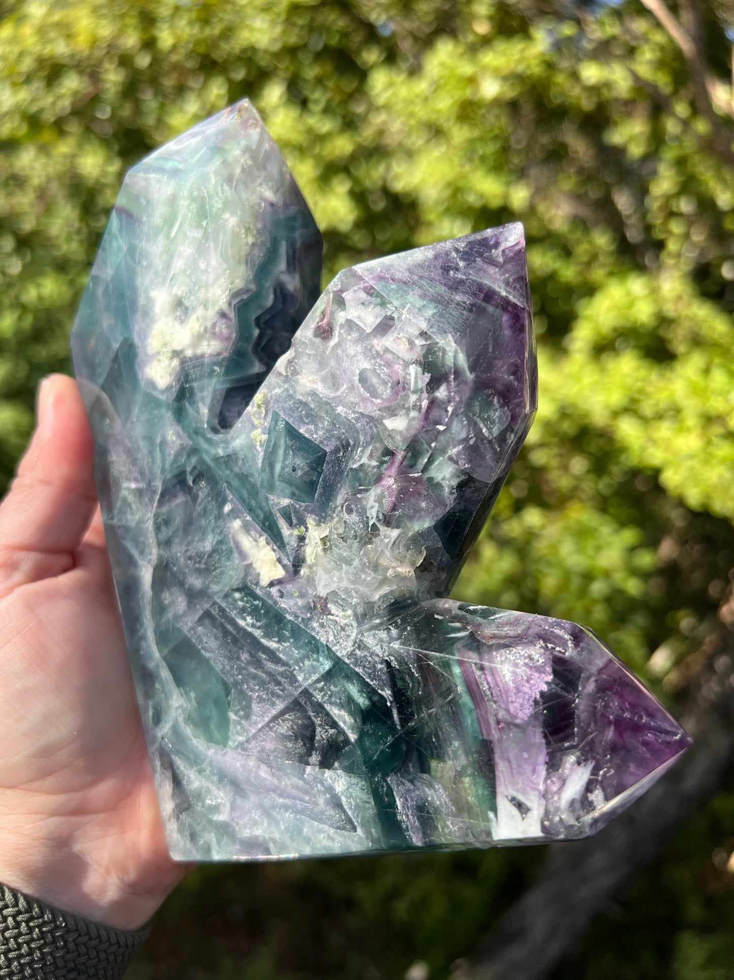 Rainbow Fluorite Triple Tower