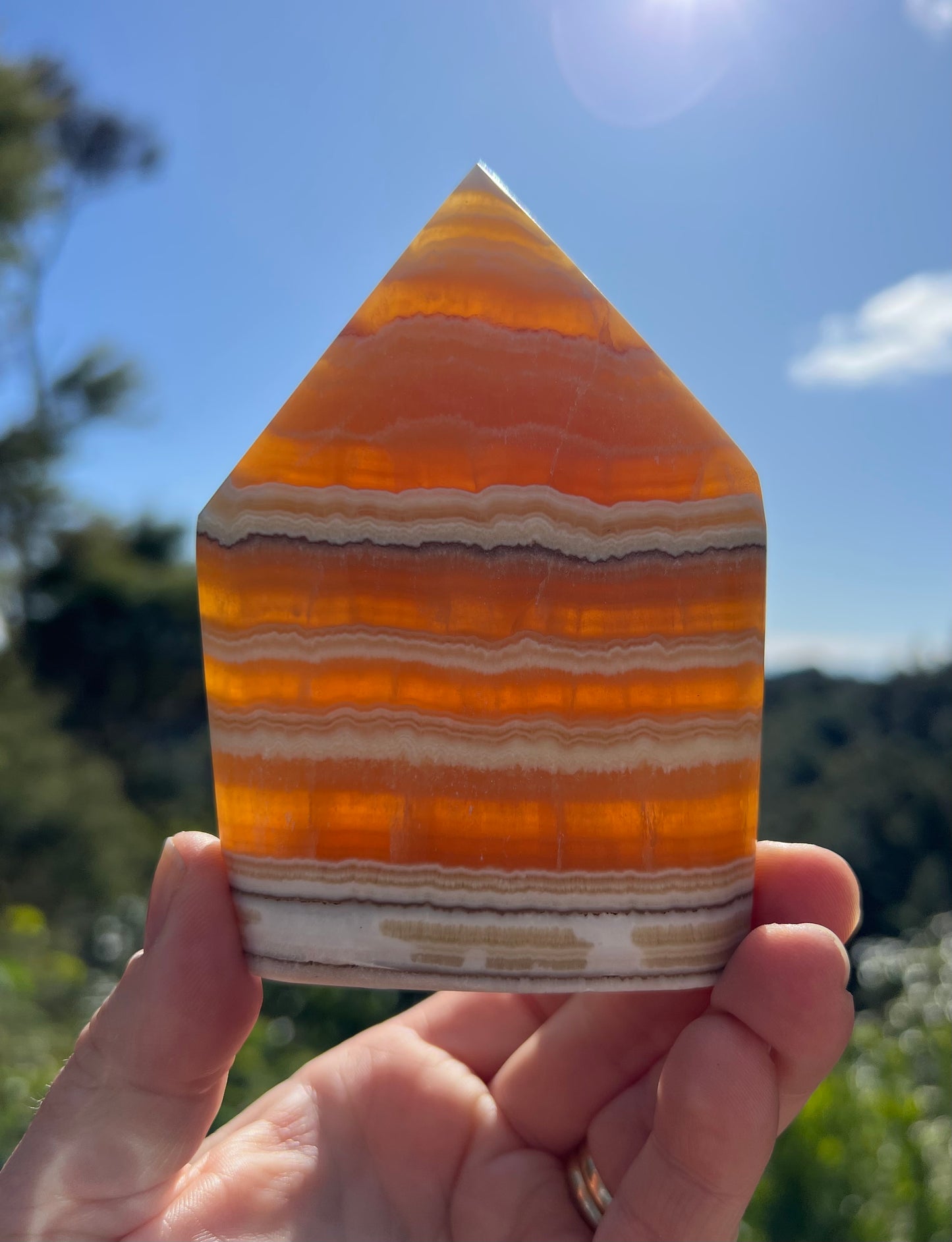 Banded Orange Calcite Flame