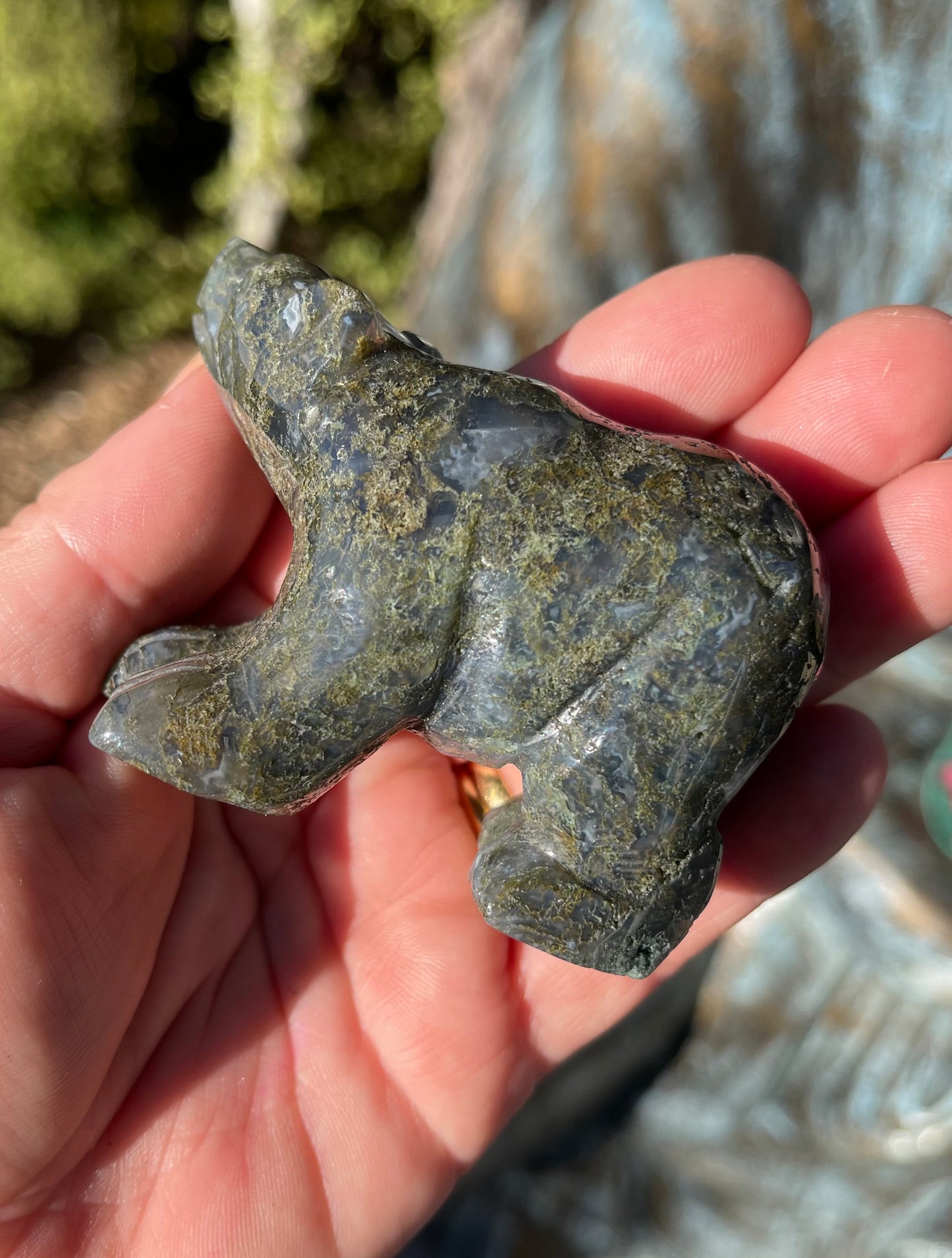 Moss Agate Polar Bear