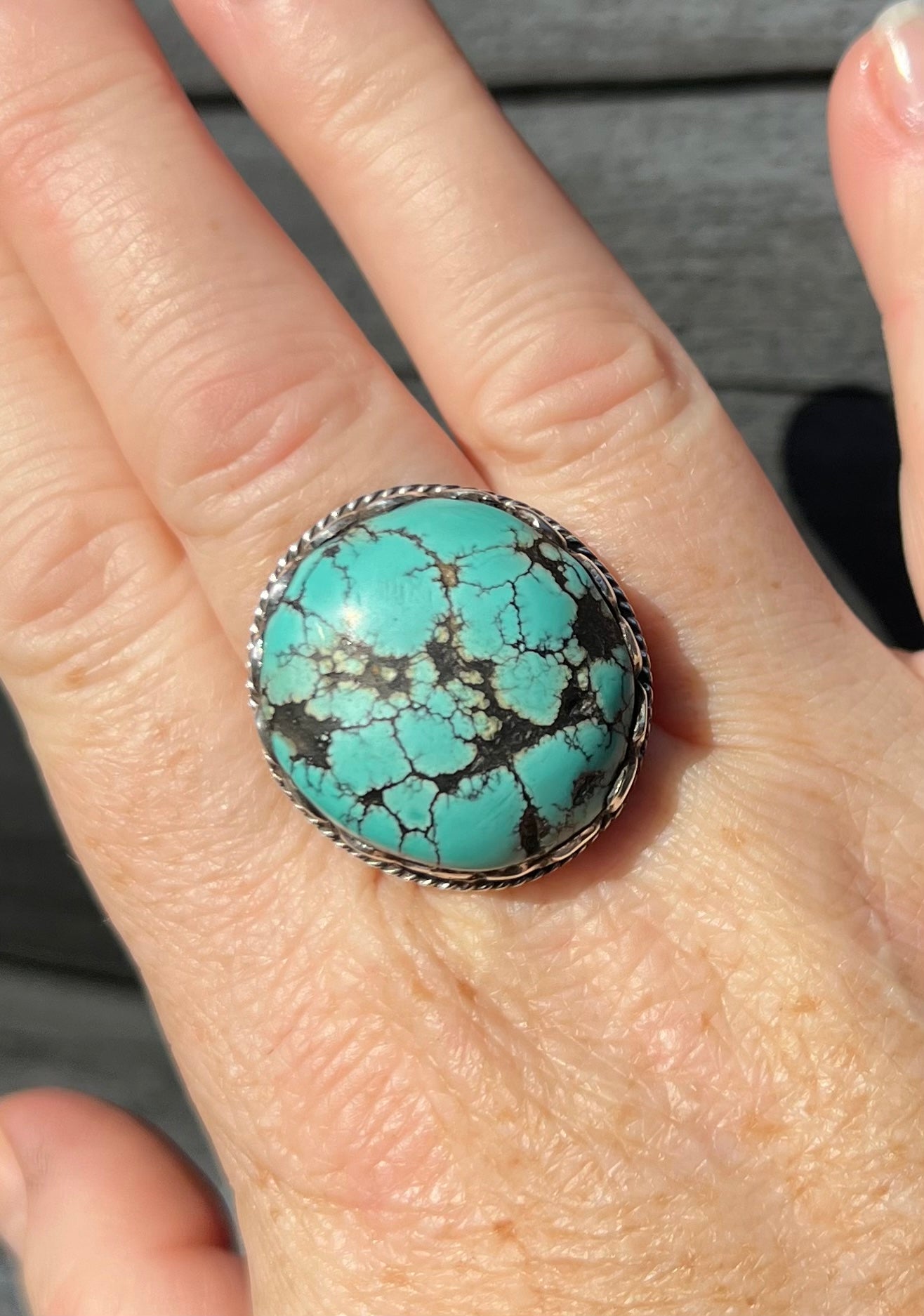 Turquoise Nugget and Sterling Silver Ring