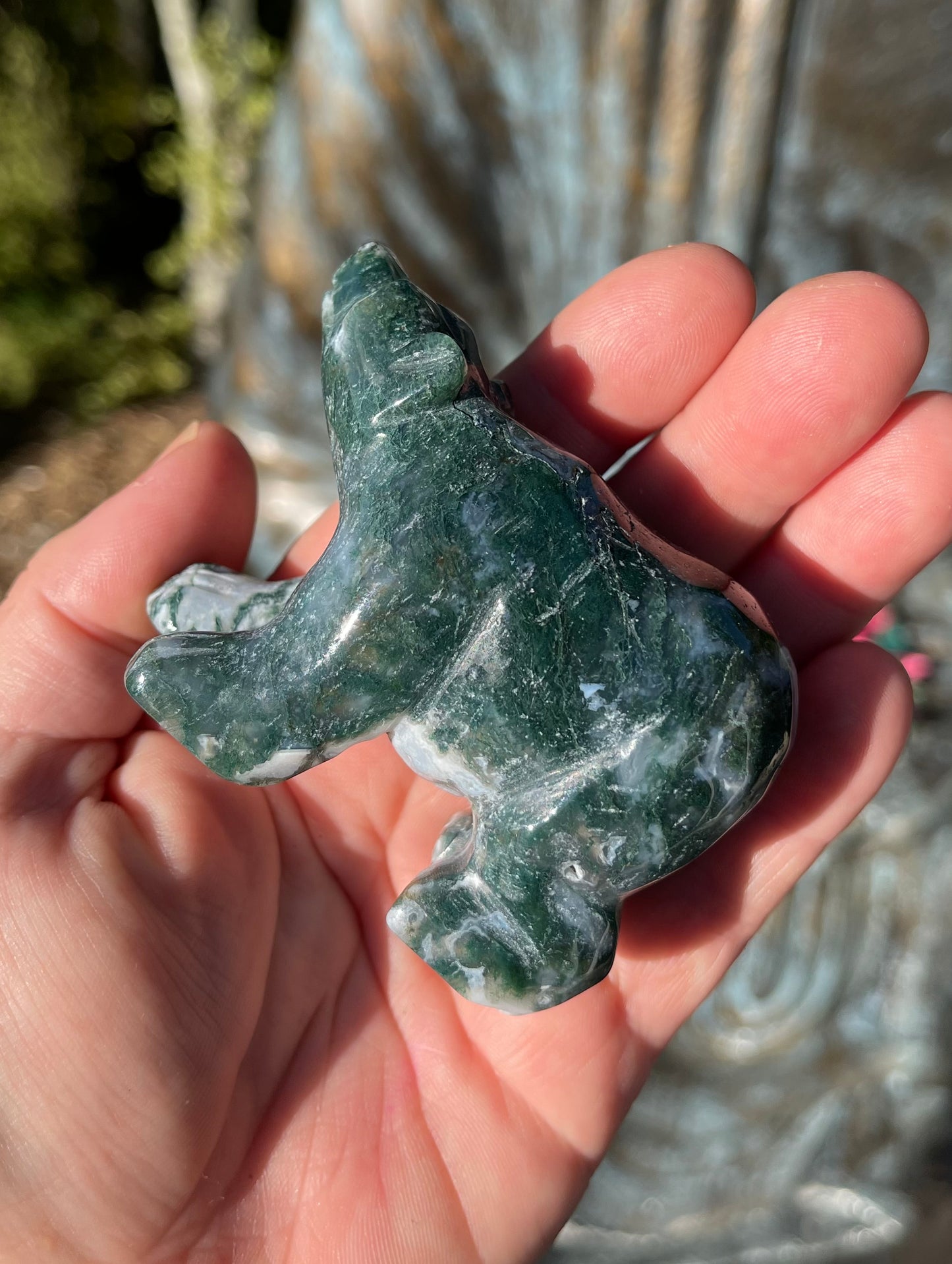 Moss Agate Polar Bear