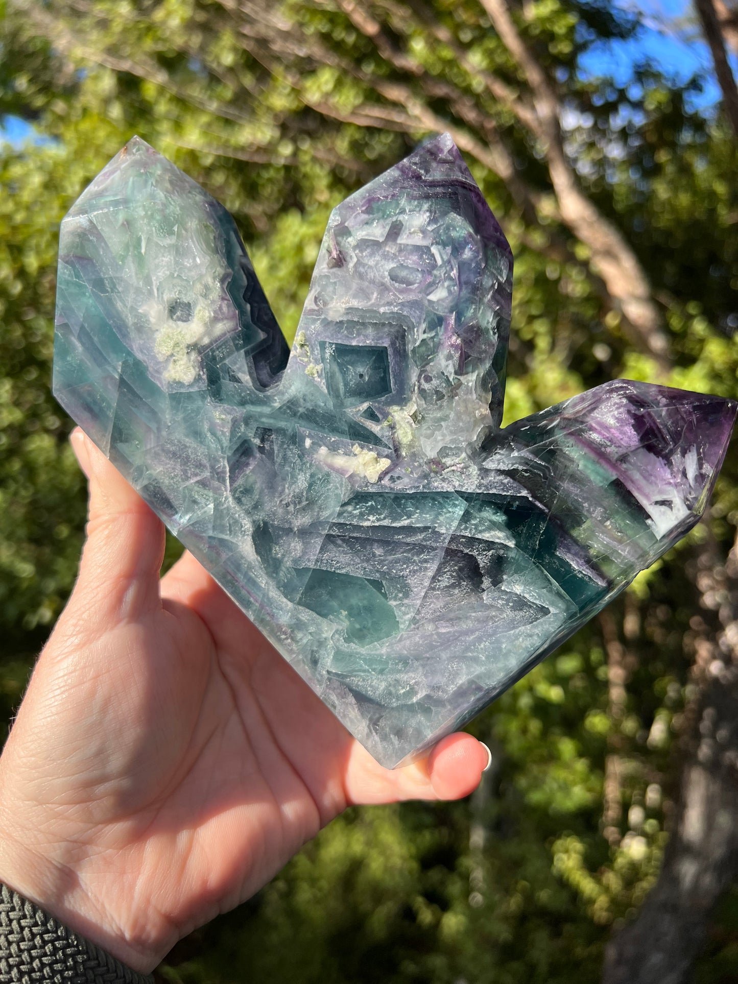 Rainbow Fluorite Triple Tower