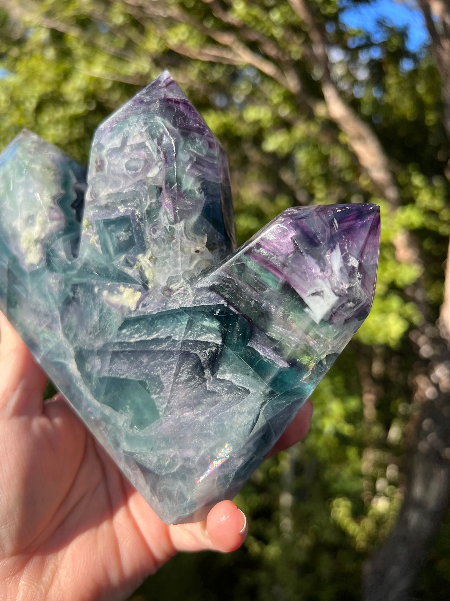 Rainbow Fluorite Triple Tower