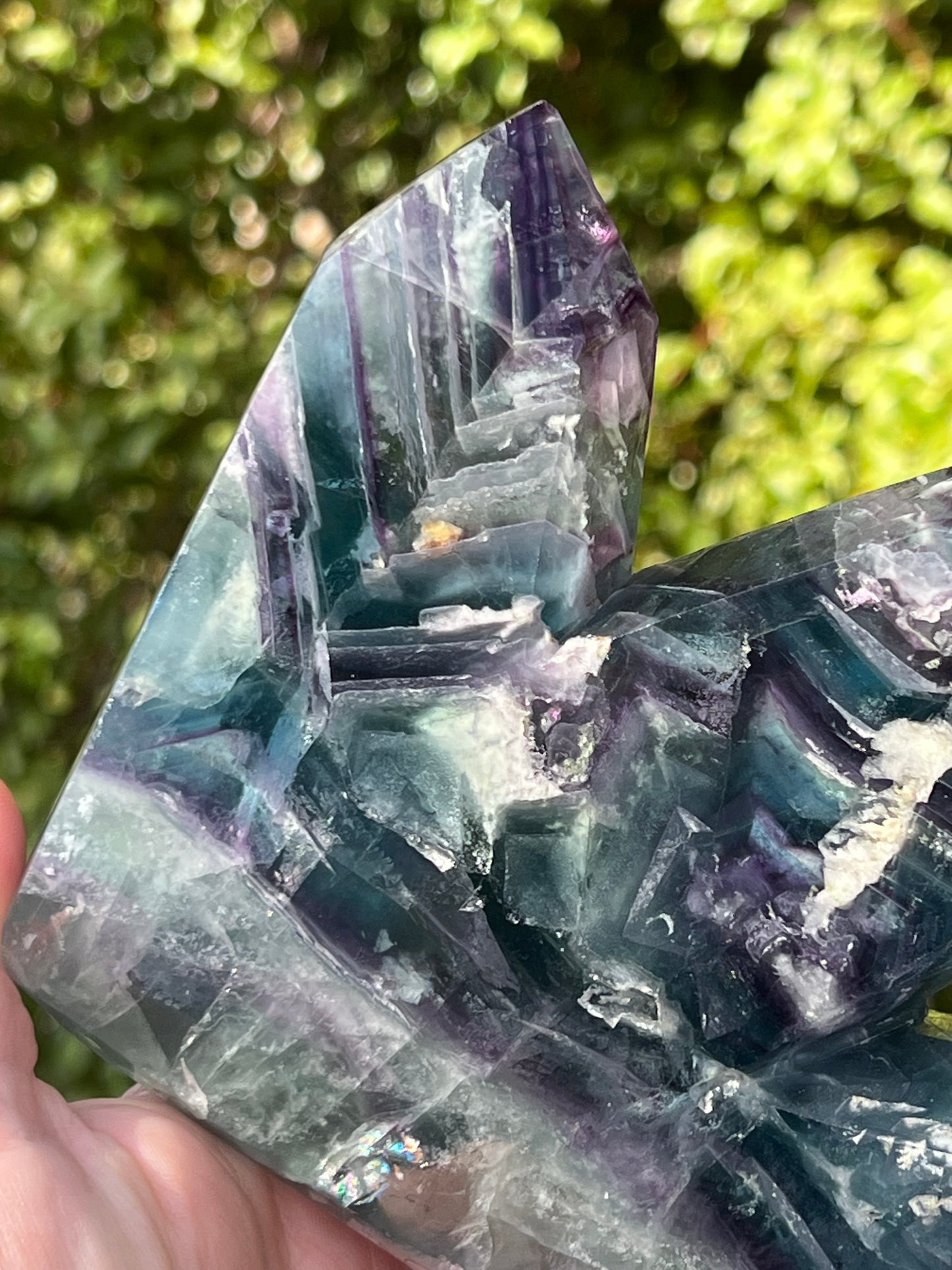 Rainbow Fluorite Triple Tower