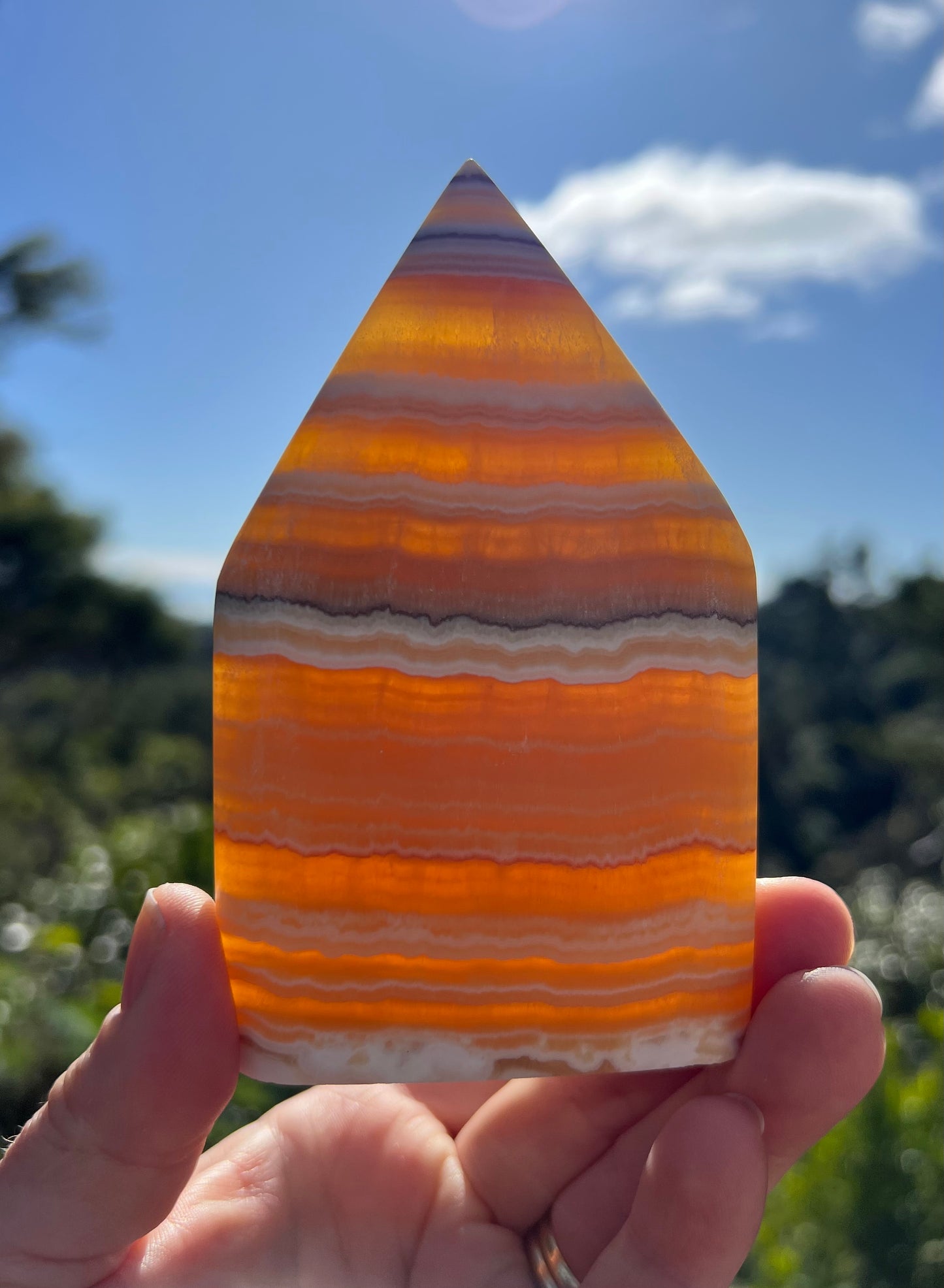 Banded Orange Calcite Flame