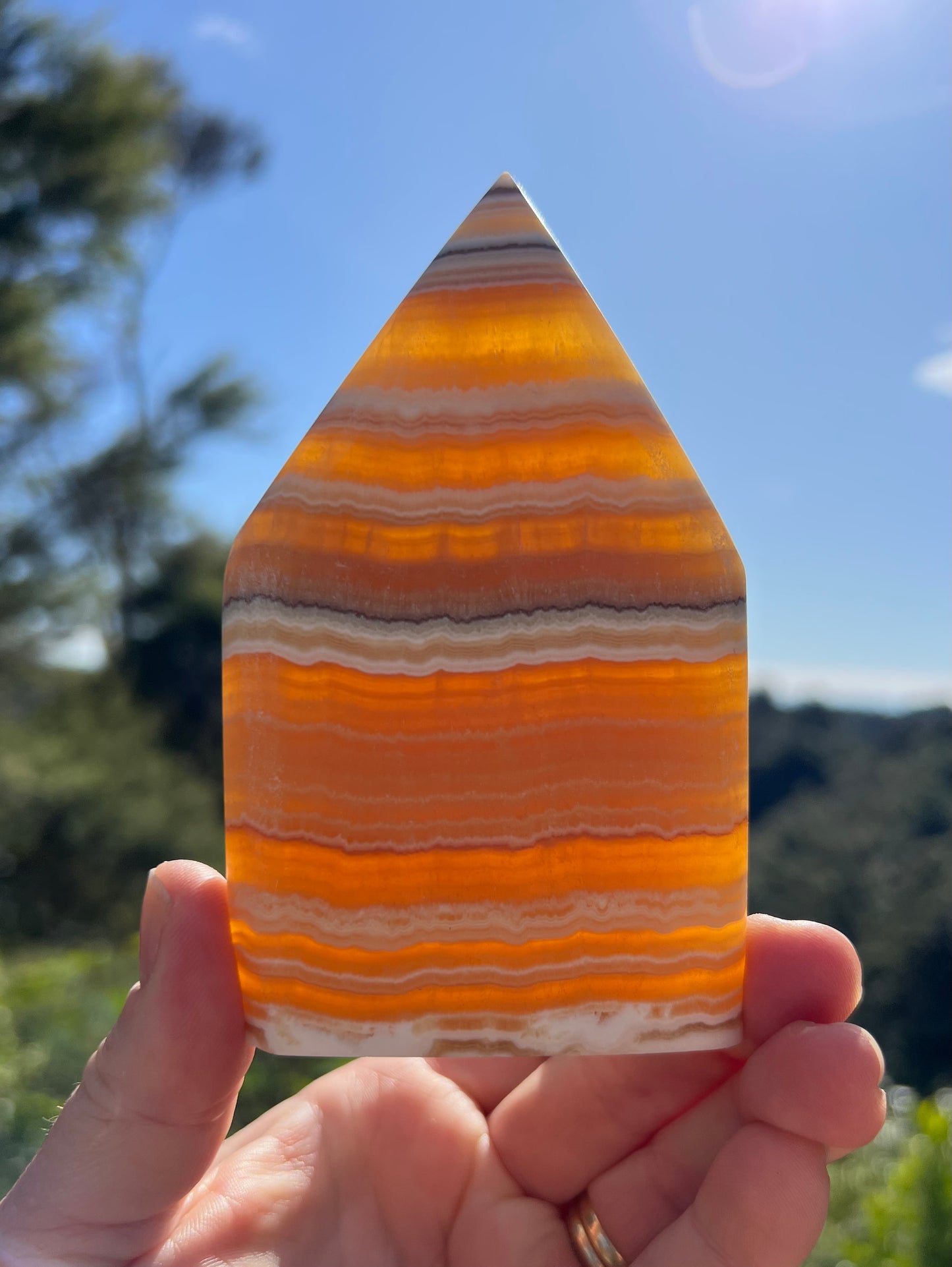 Banded Orange Calcite Flame