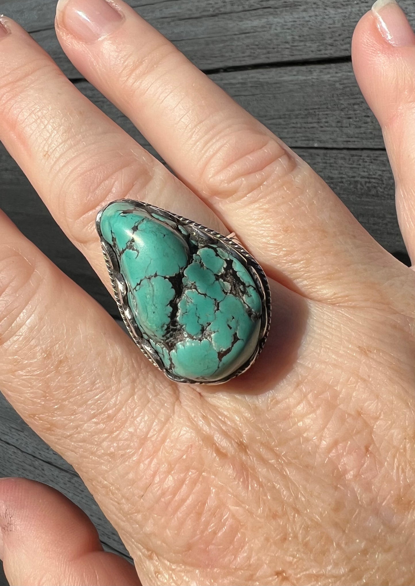 Turquoise Nugget and Sterling Silver Ring