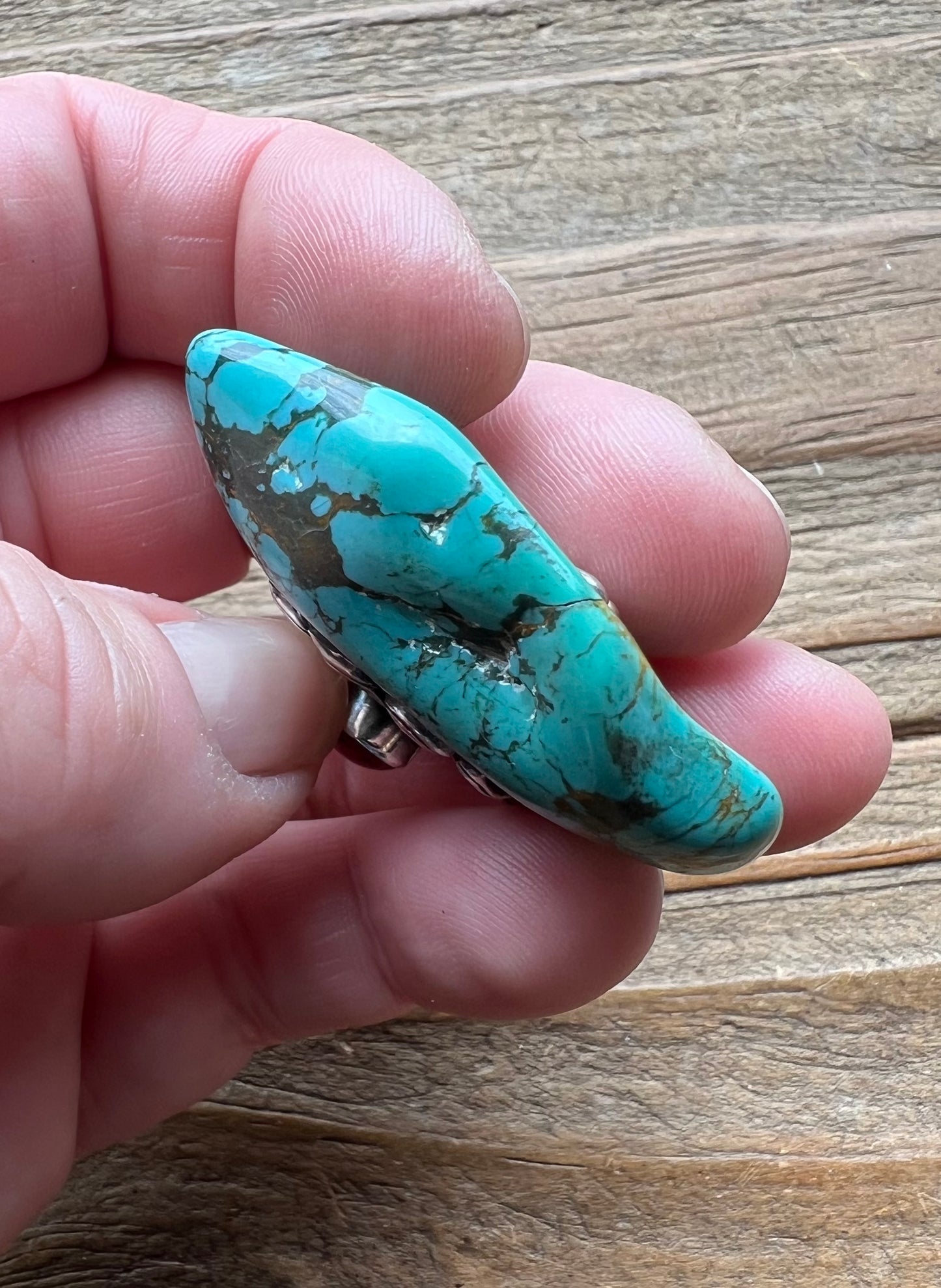 Turquoise Nugget, Coral and Sterling Silver Pendant