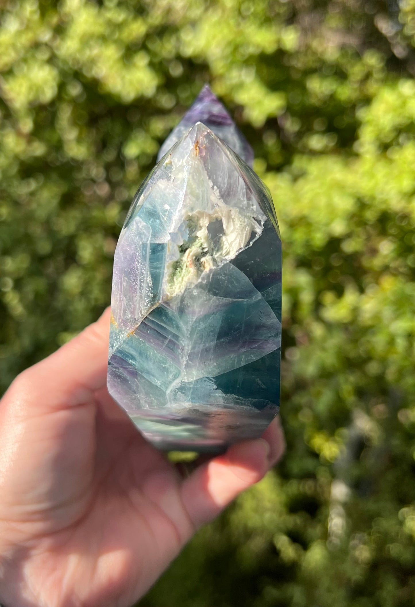 Rainbow Fluorite Triple Tower