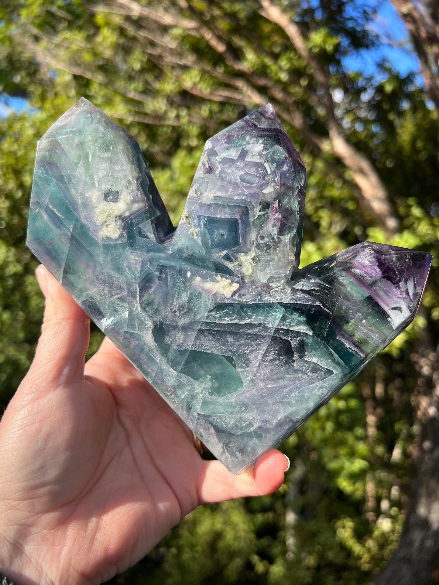 Rainbow Fluorite Triple Tower