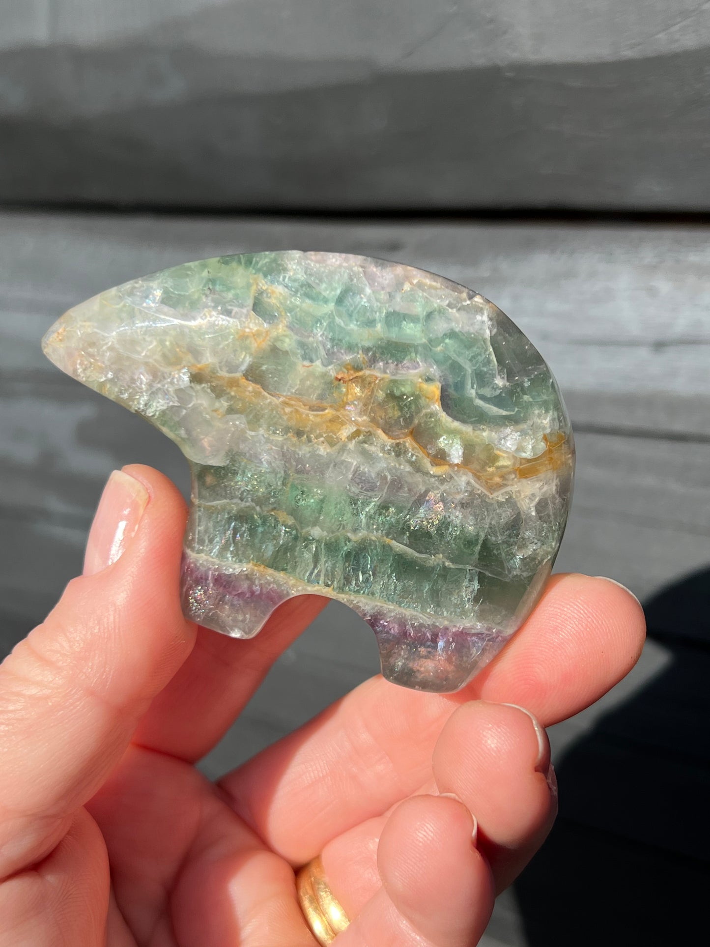 Rainbow Fluorite Zuni Bear