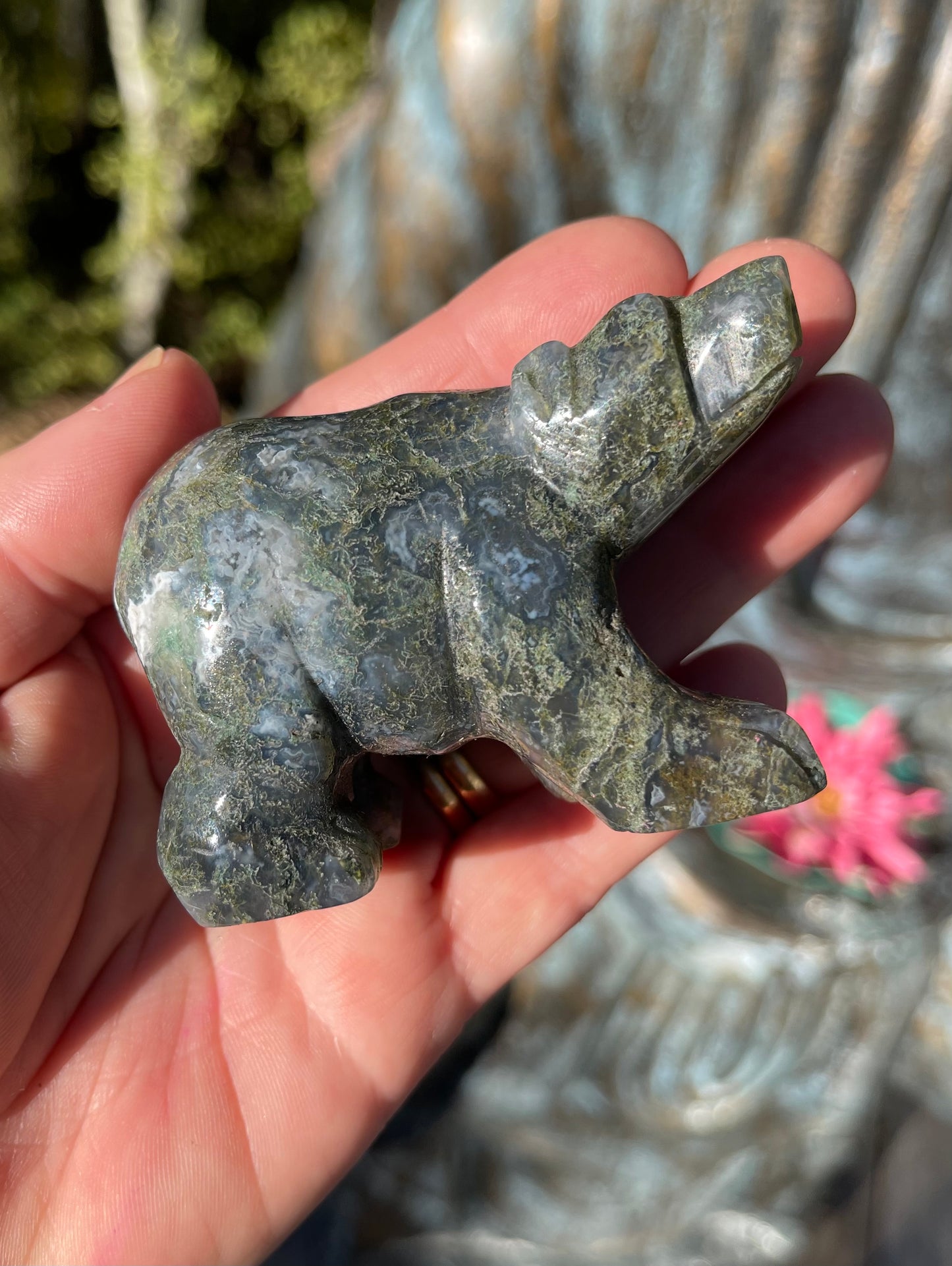 Moss Agate Polar Bear
