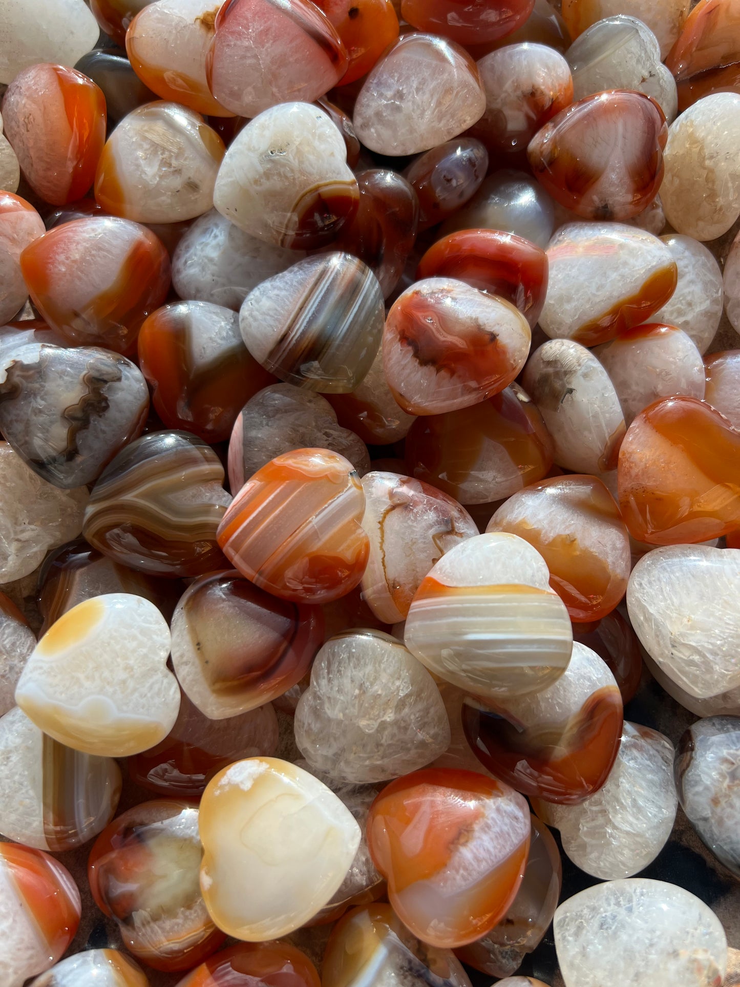 Carnelian Agate Heart, Small Puffy