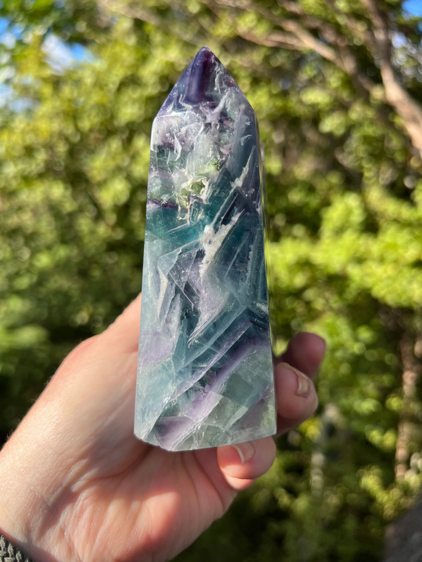 Rainbow Fluorite Triple Tower