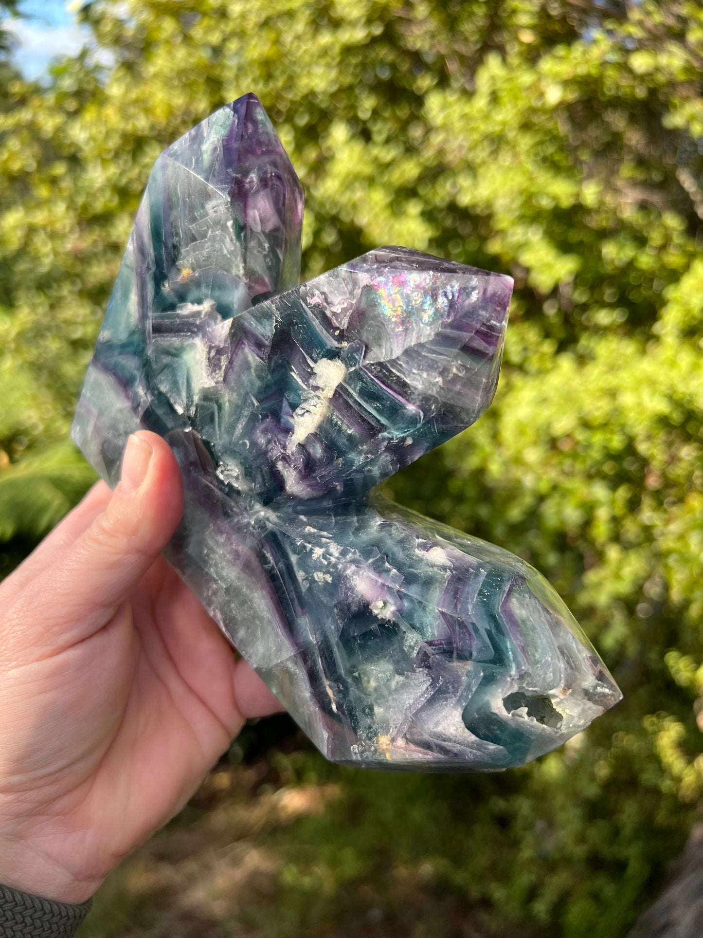 Rainbow Fluorite Triple Tower