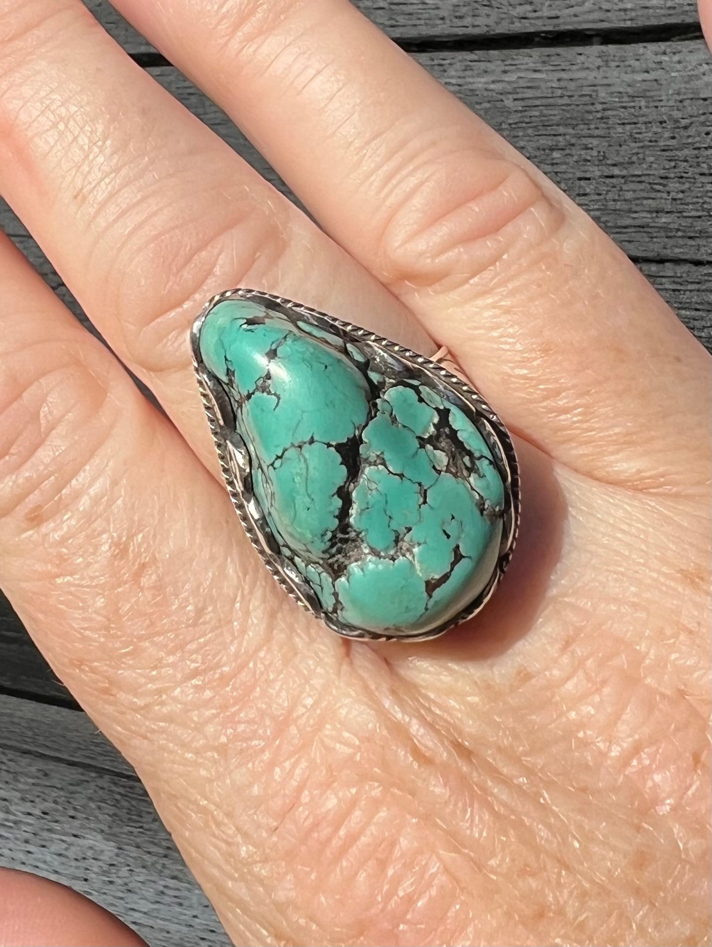 Turquoise Nugget and Sterling Silver Ring