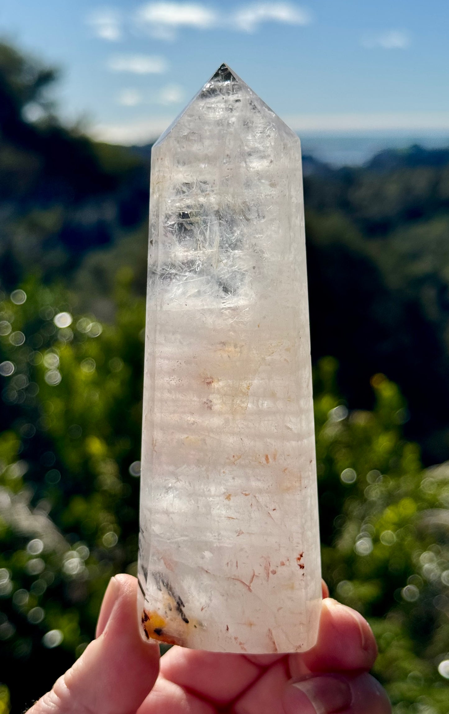Black Tourmaline in Quartz Tower or Tourmalinated Quartz