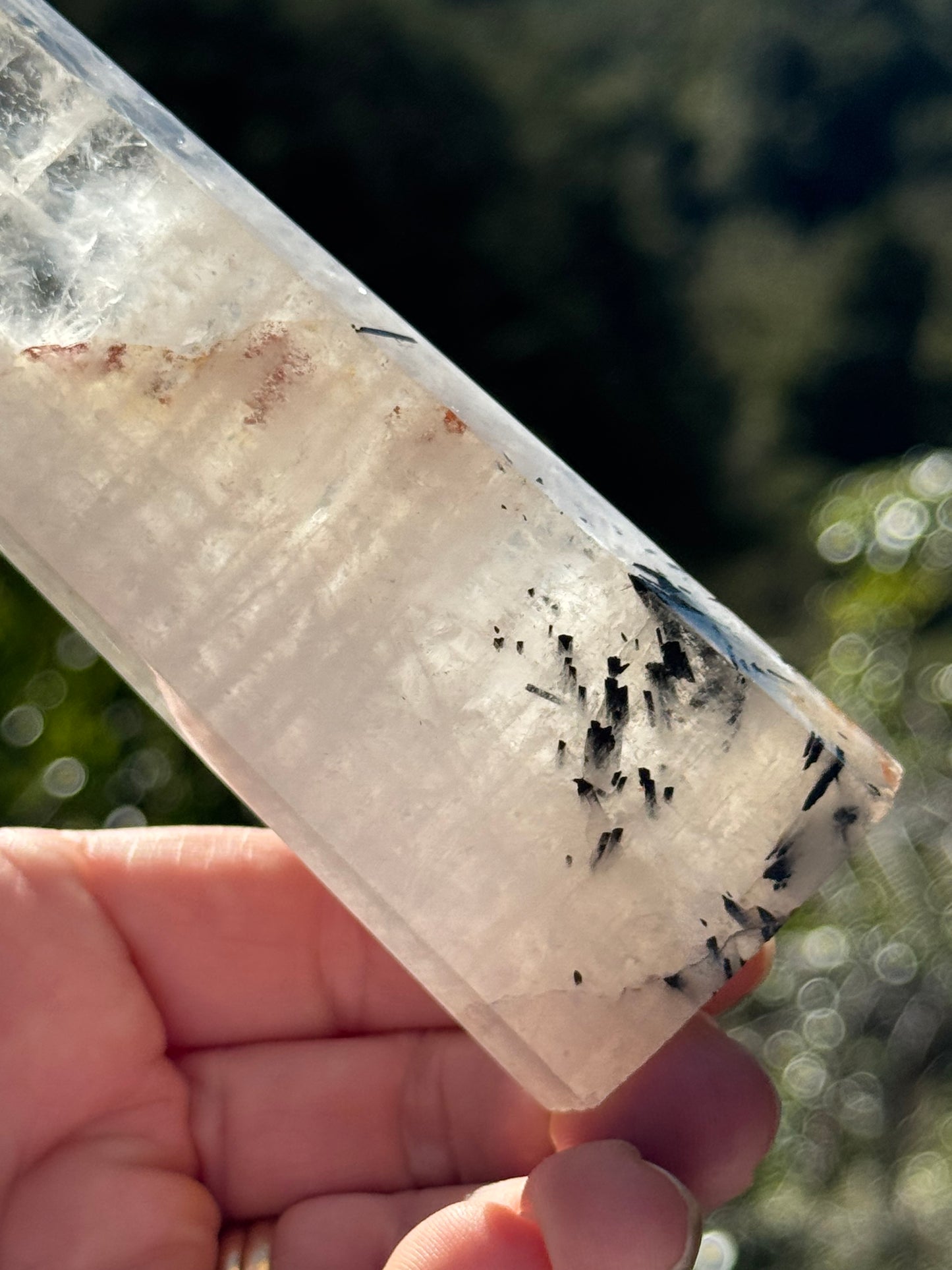 Black Tourmaline in Quartz Tower or Tourmalinated Quartz