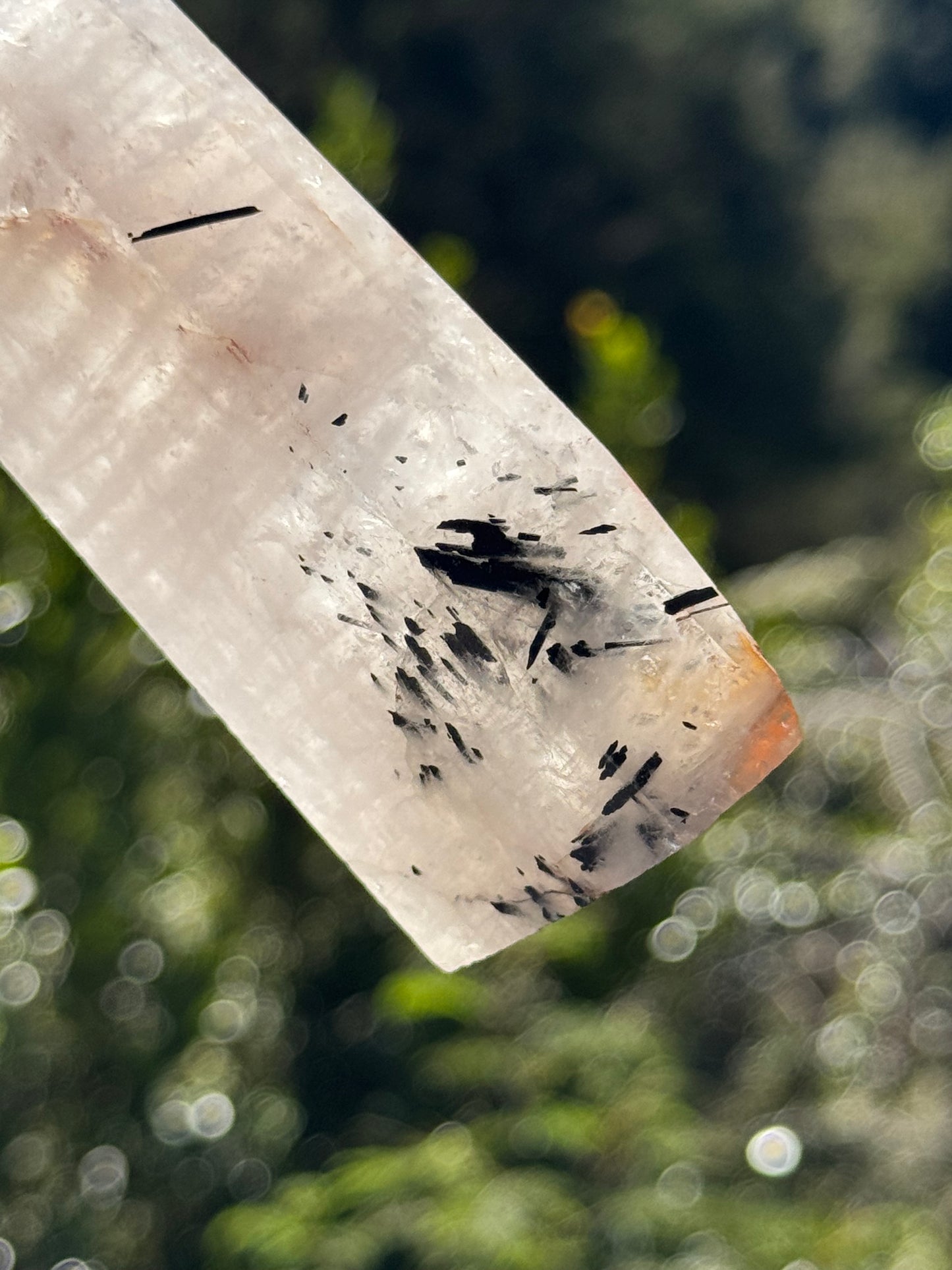 Black Tourmaline in Quartz Tower or Tourmalinated Quartz