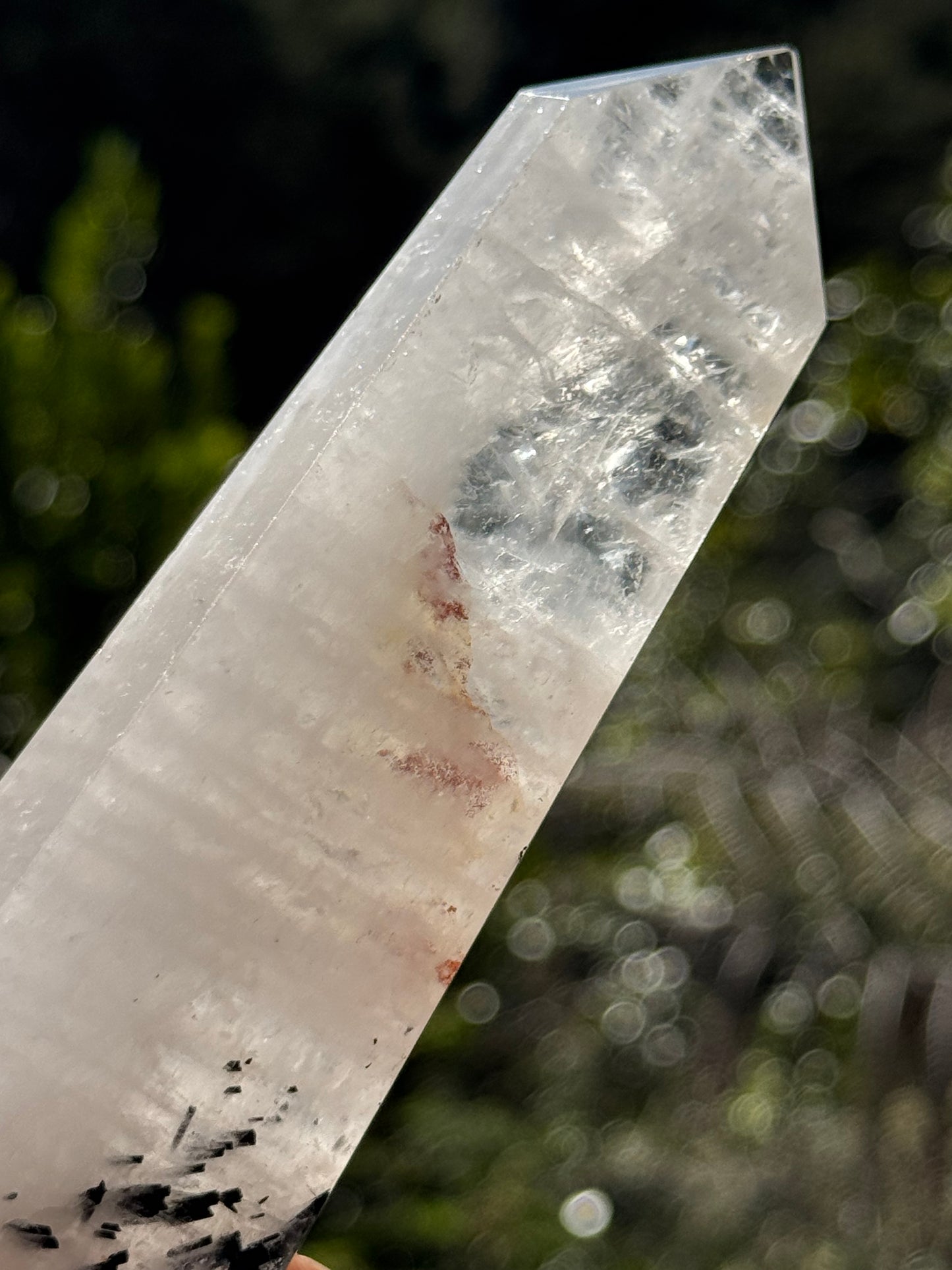 Black Tourmaline in Quartz Tower or Tourmalinated Quartz