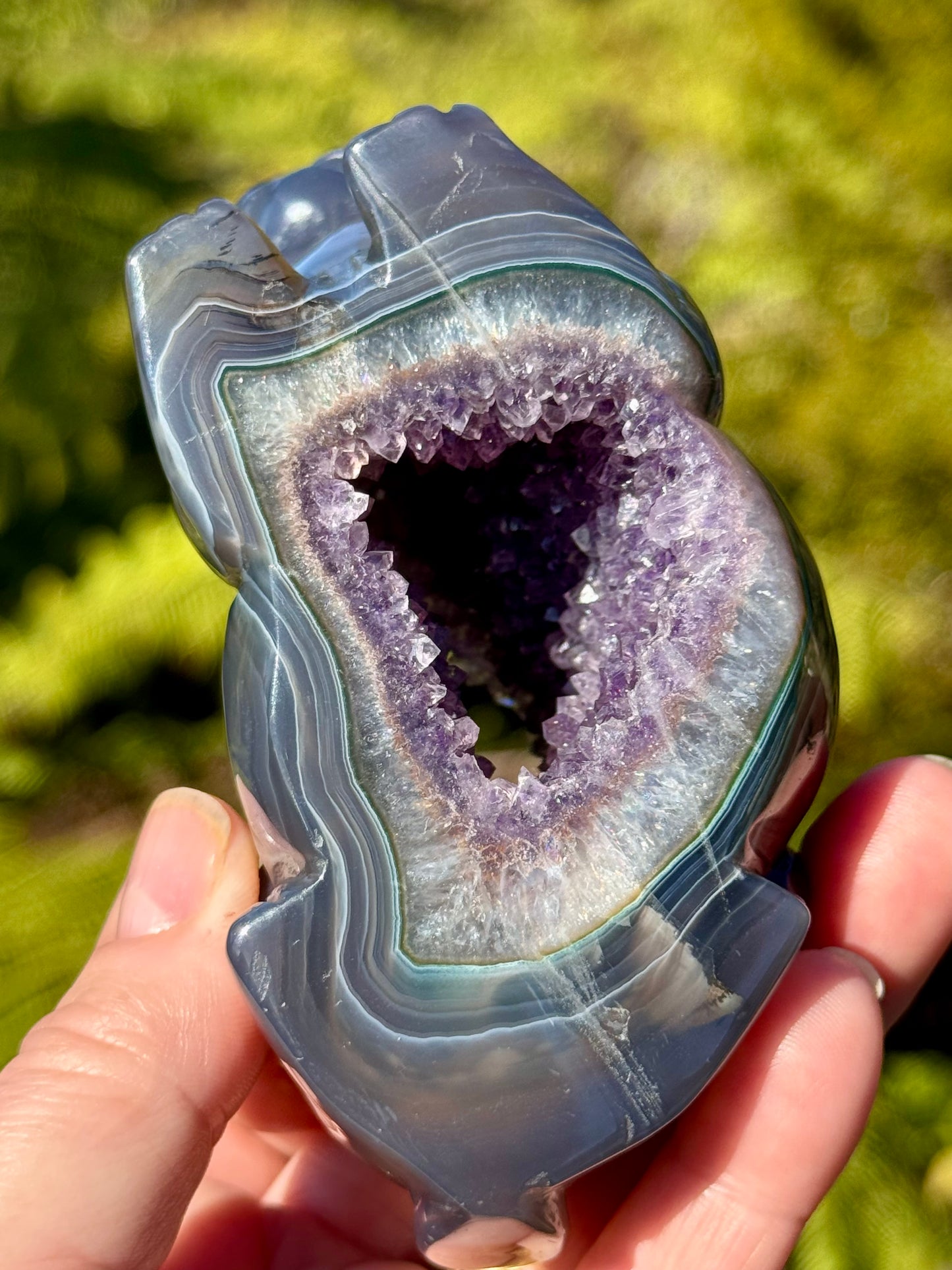 Agate & Amethyst Geode Rabbit – Hand-Carved, One of a Kind