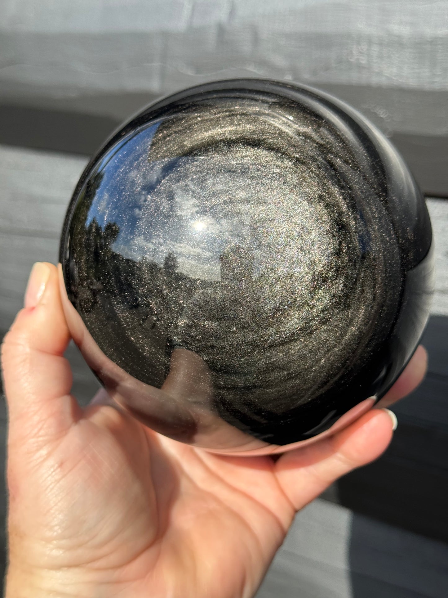 Silver Sheen Obsidian Sphere, Large