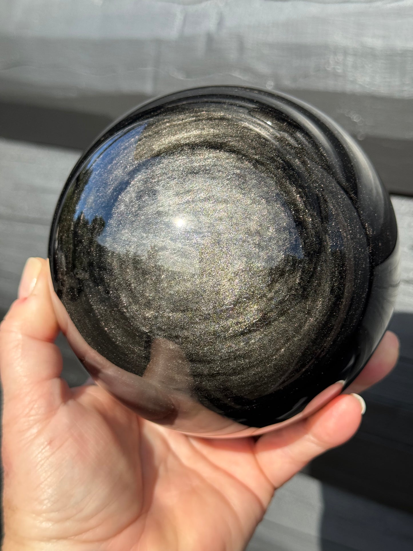Silver Sheen Obsidian Sphere, Large