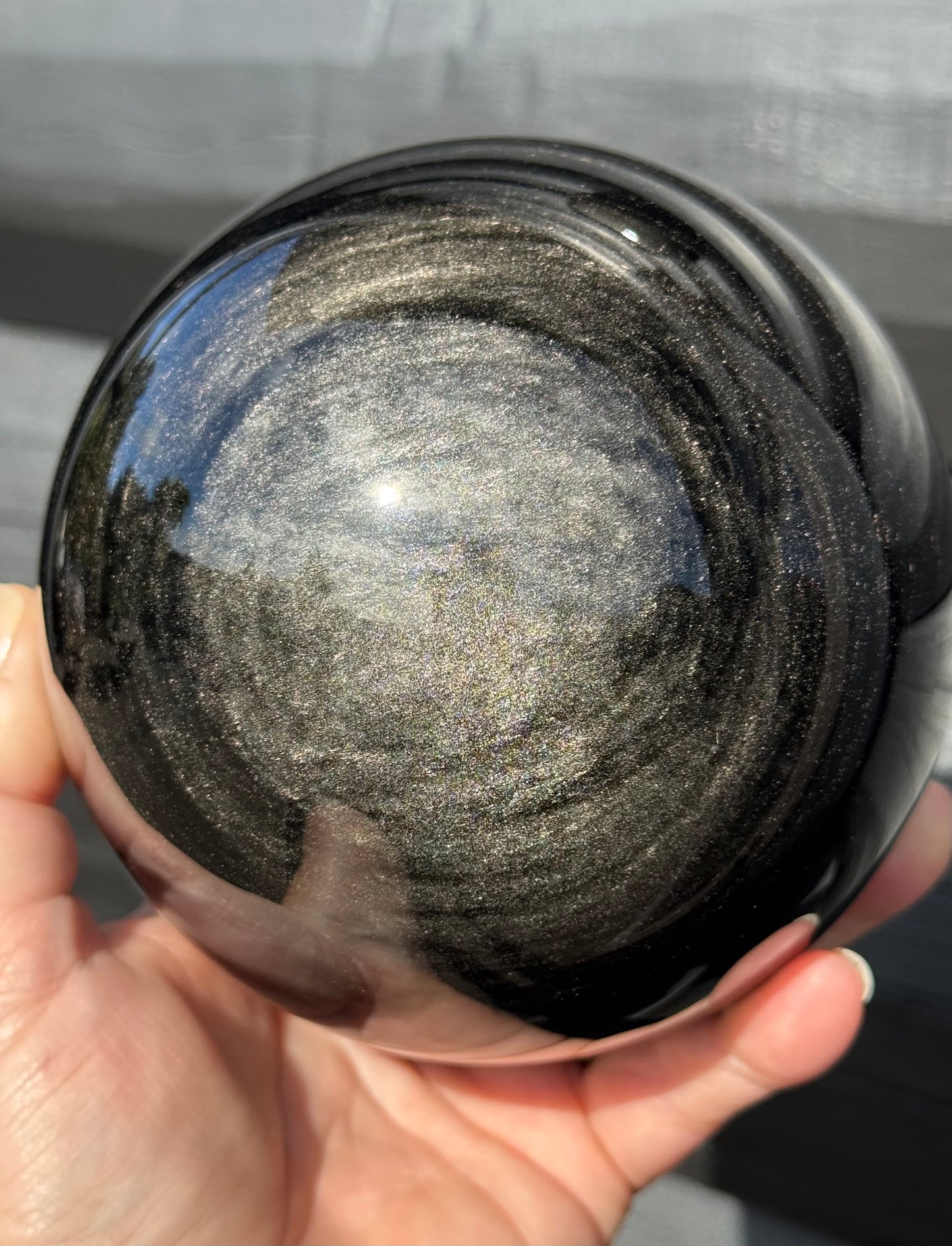 Silver Sheen Obsidian Sphere, Large