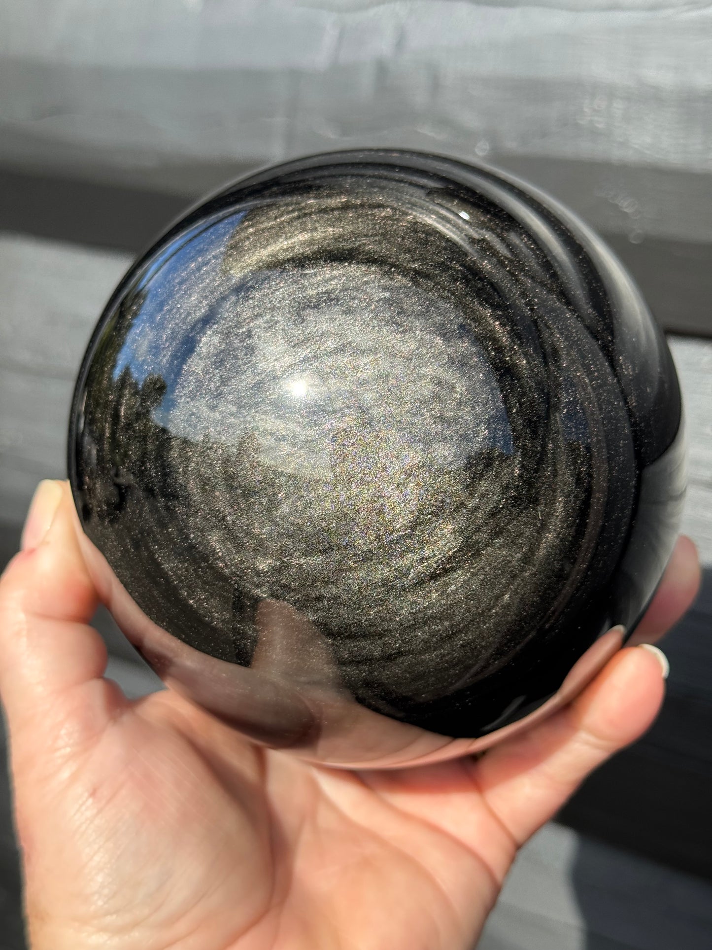Silver Sheen Obsidian Sphere, Large