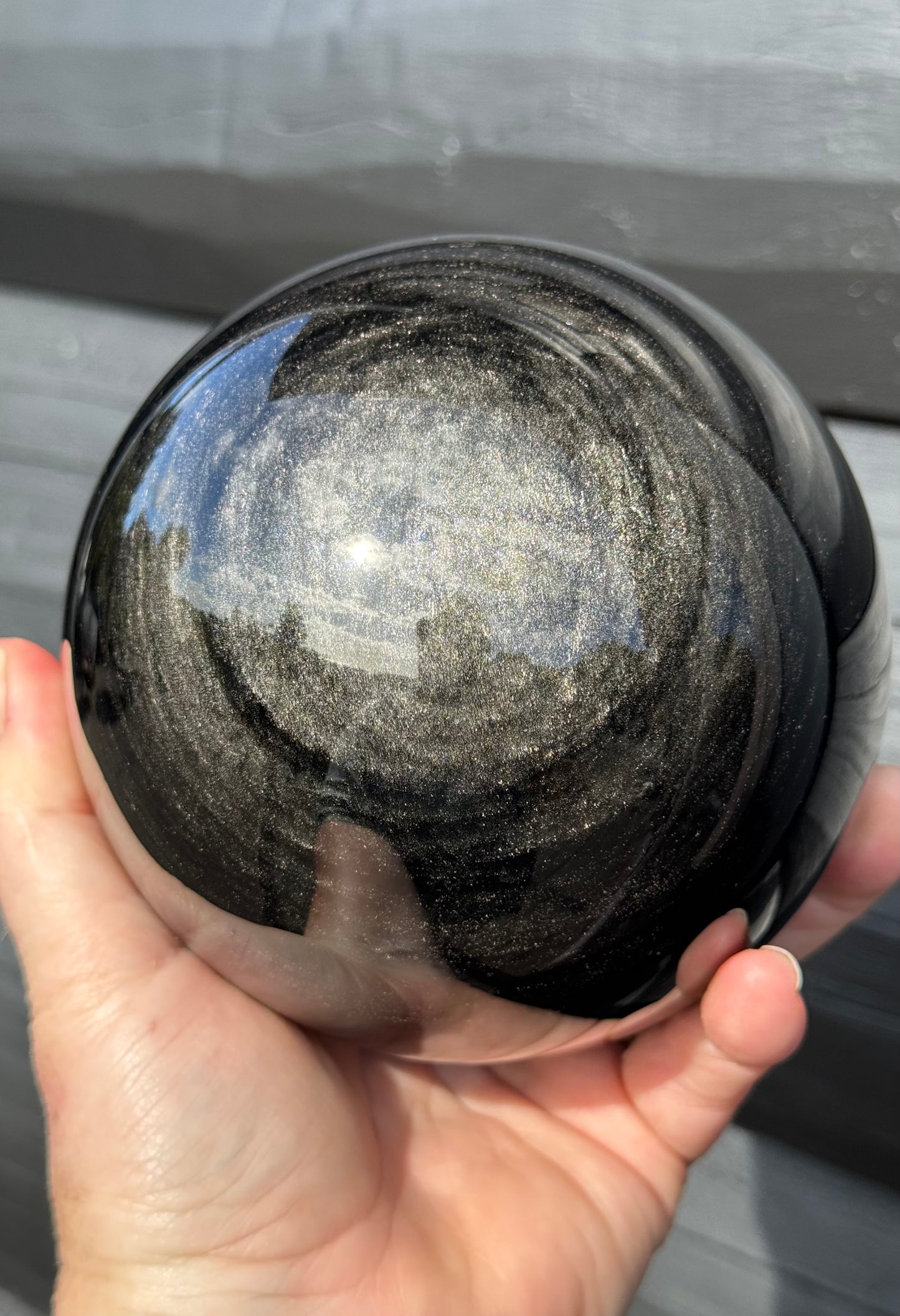 Silver Sheen Obsidian Sphere, Large