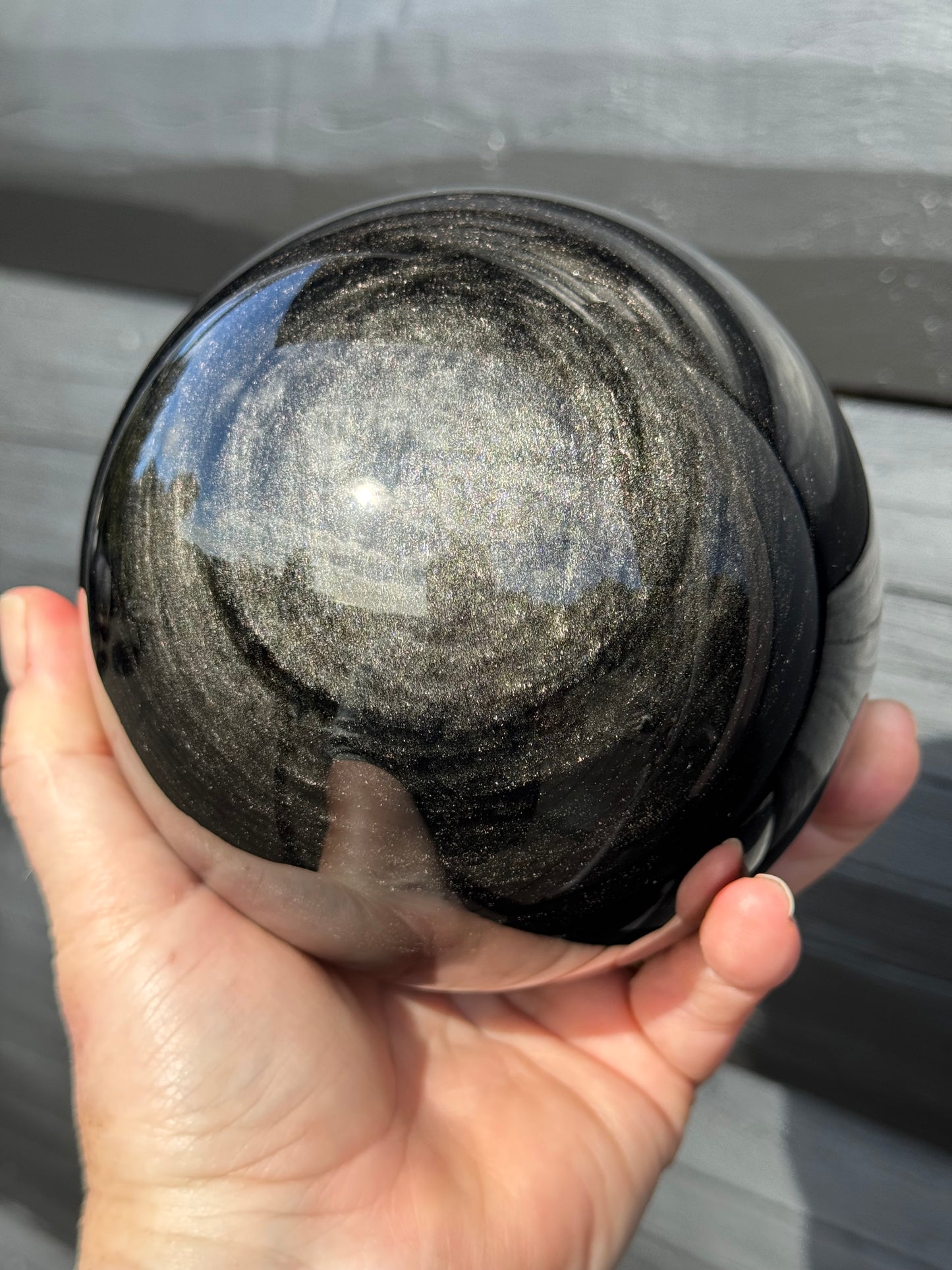 Silver Sheen Obsidian Sphere, Large