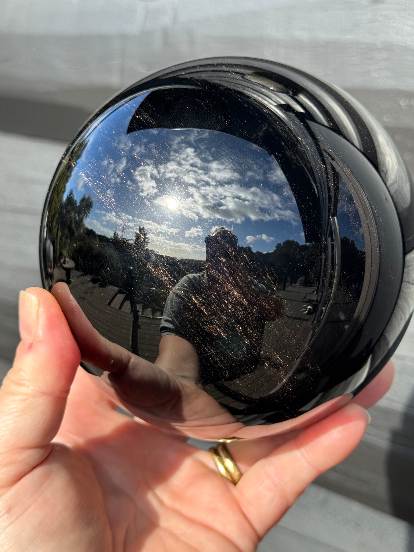 Silver Sheen Obsidian Sphere, Large