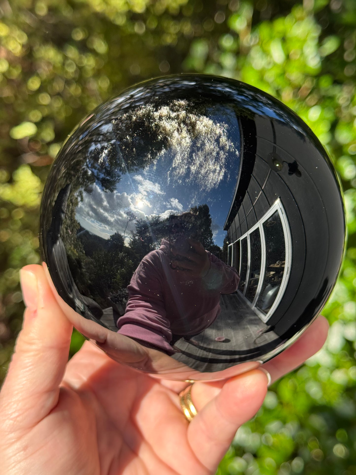 Large Silver Sheen Obsidian Sphere