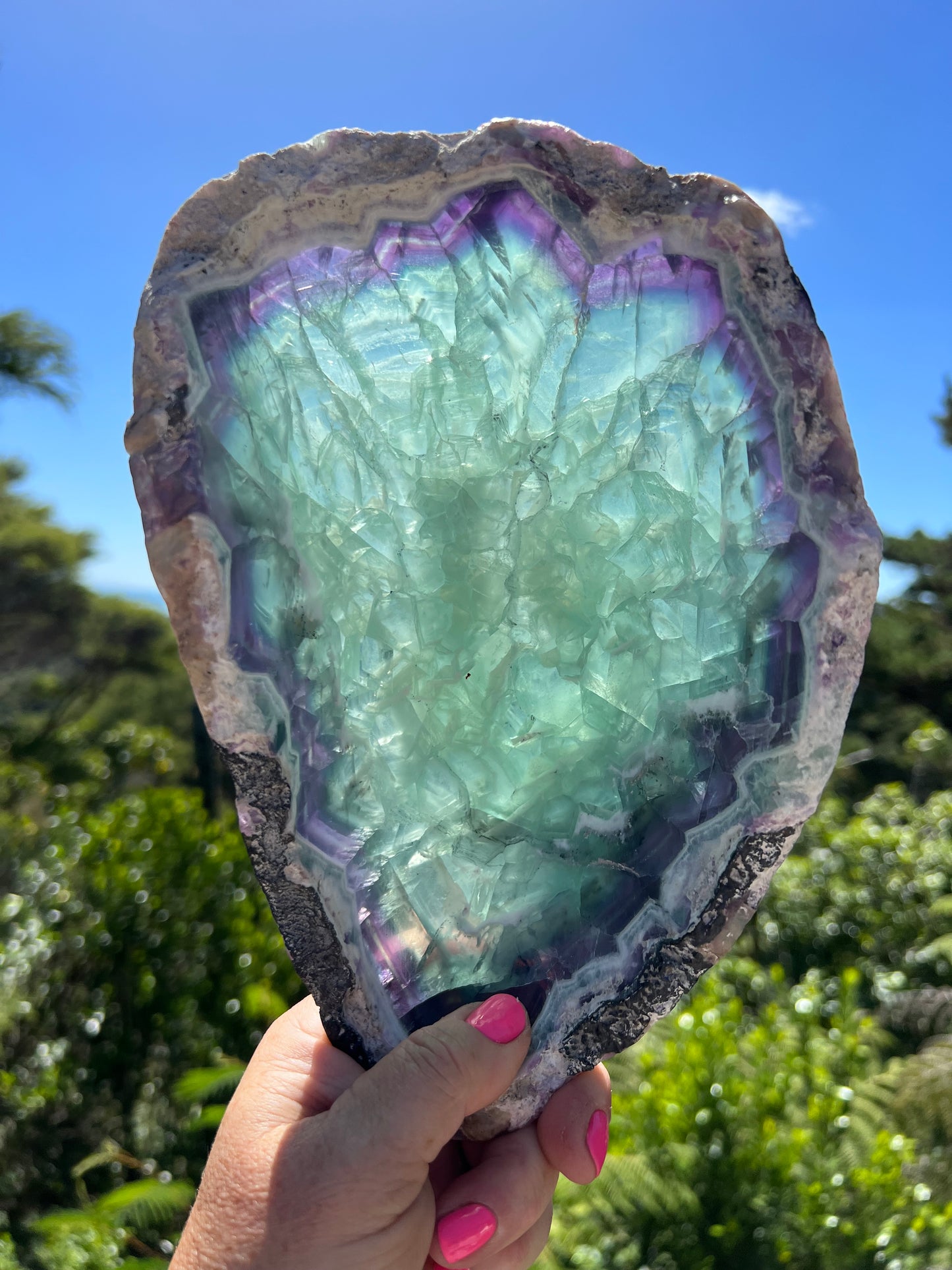 Rainbow Fluorite Carved Bowl, Mexican