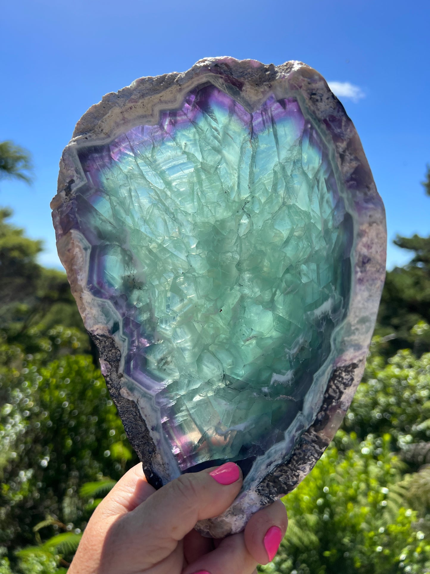 Rainbow Fluorite Carved Bowl, Mexican