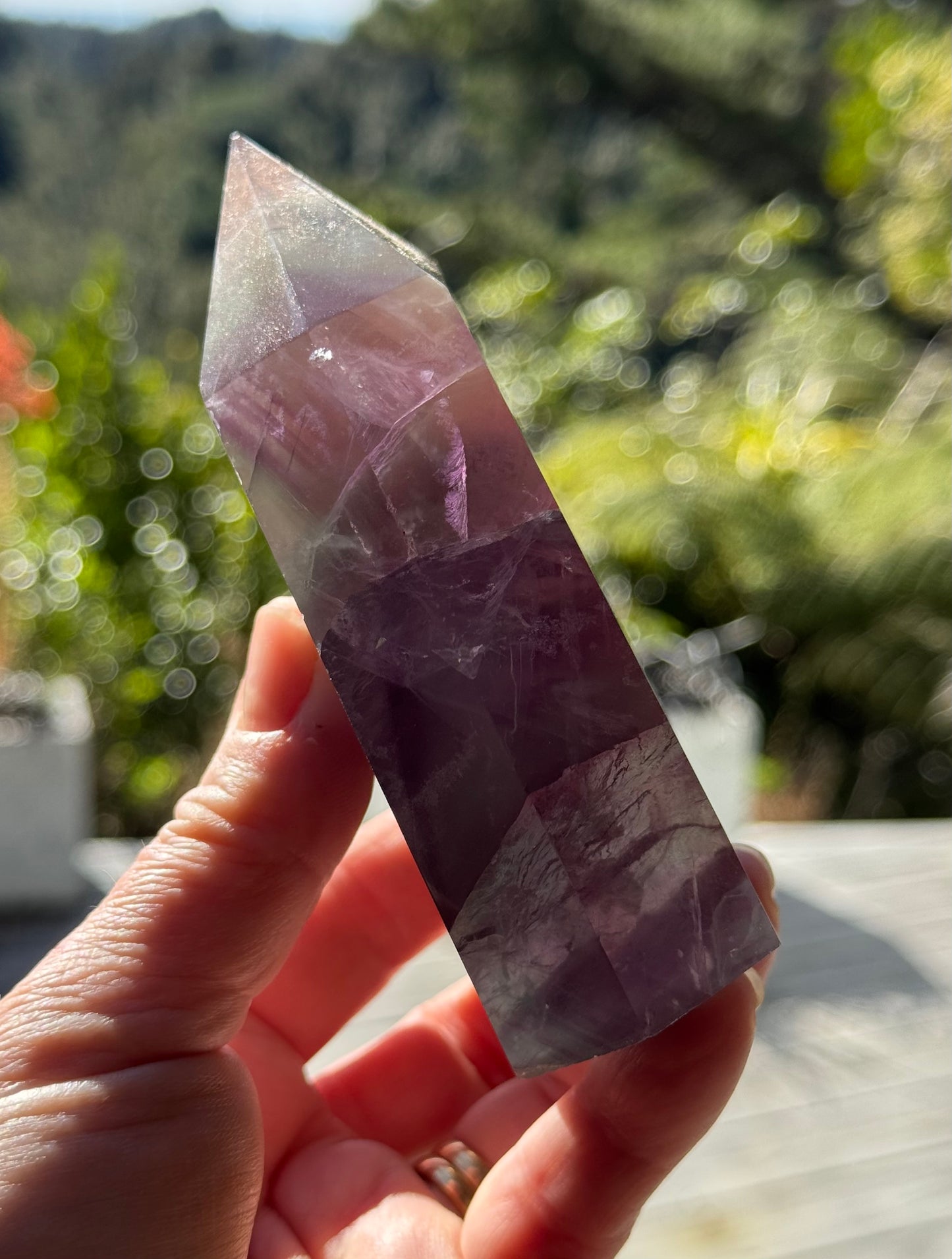 Rainbow Fluorite slice, Natural edge