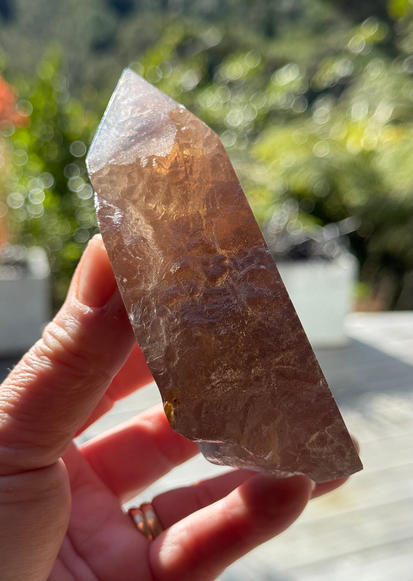 Rainbow Fluorite slice, Natural edge