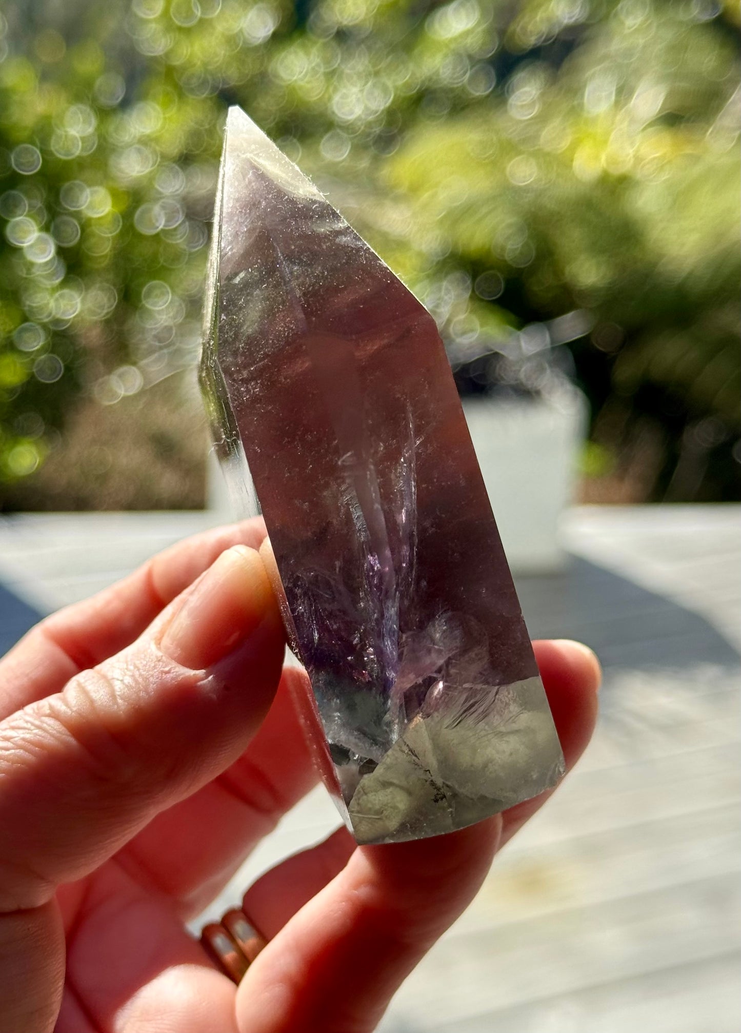 Rainbow Fluorite slice, Natural edge