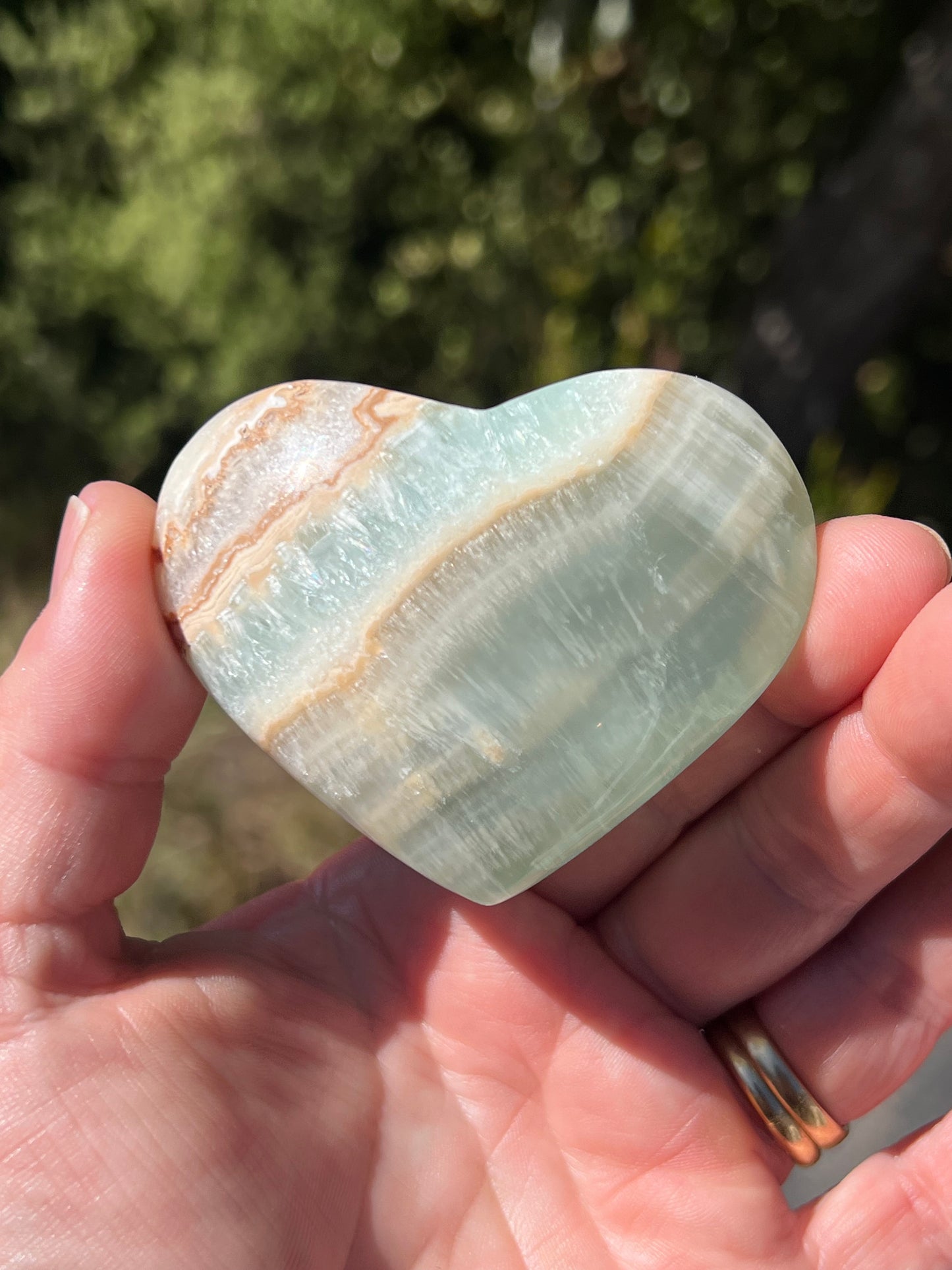 Blue Caribbean Calcite Heart