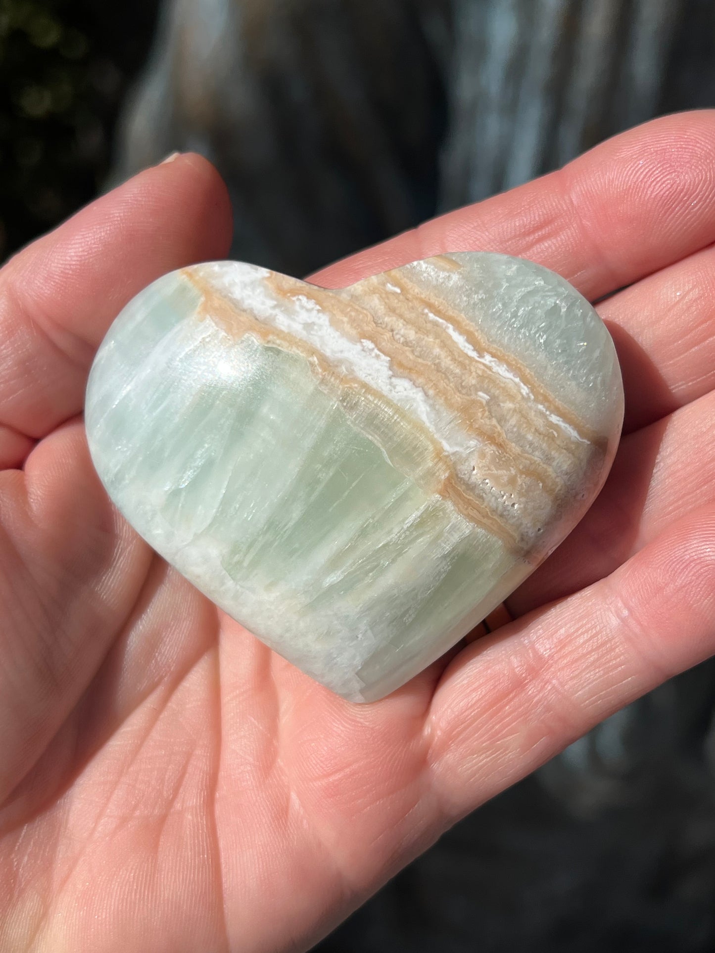 Blue Caribbean Calcite Heart