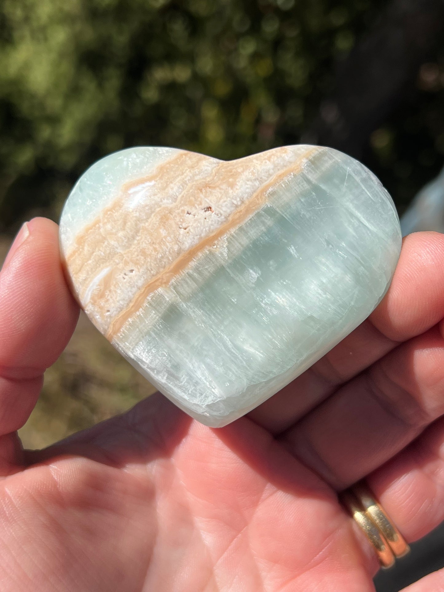 Blue Caribbean Calcite Heart