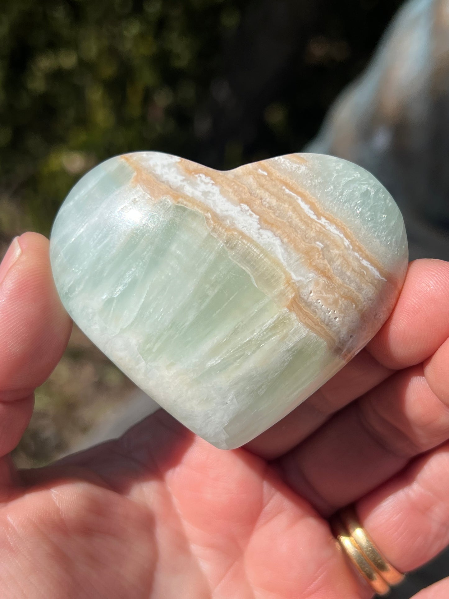 Blue Caribbean Calcite Heart